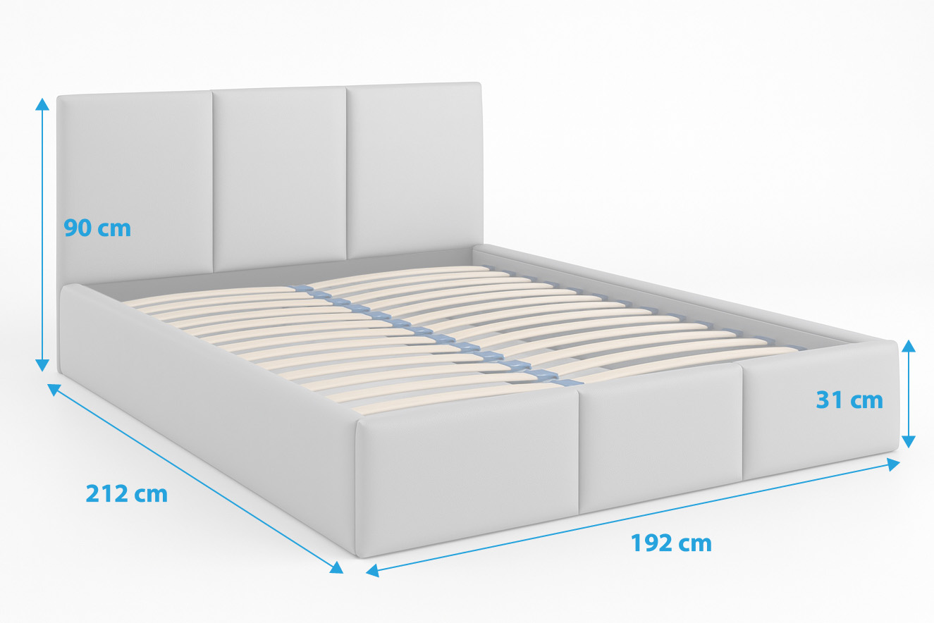 Manželská postel VELORA 180x200 bílá ekokůže – rozměry