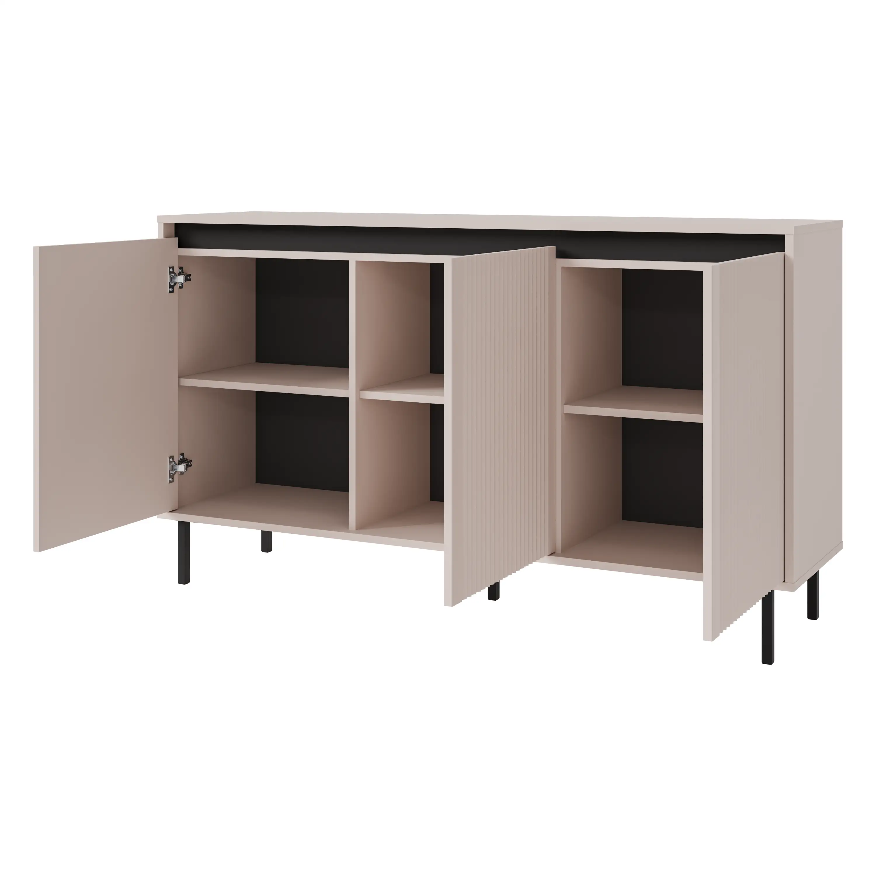 Komoda s drážkovaným čelem Yukashi 3F T813 béžová