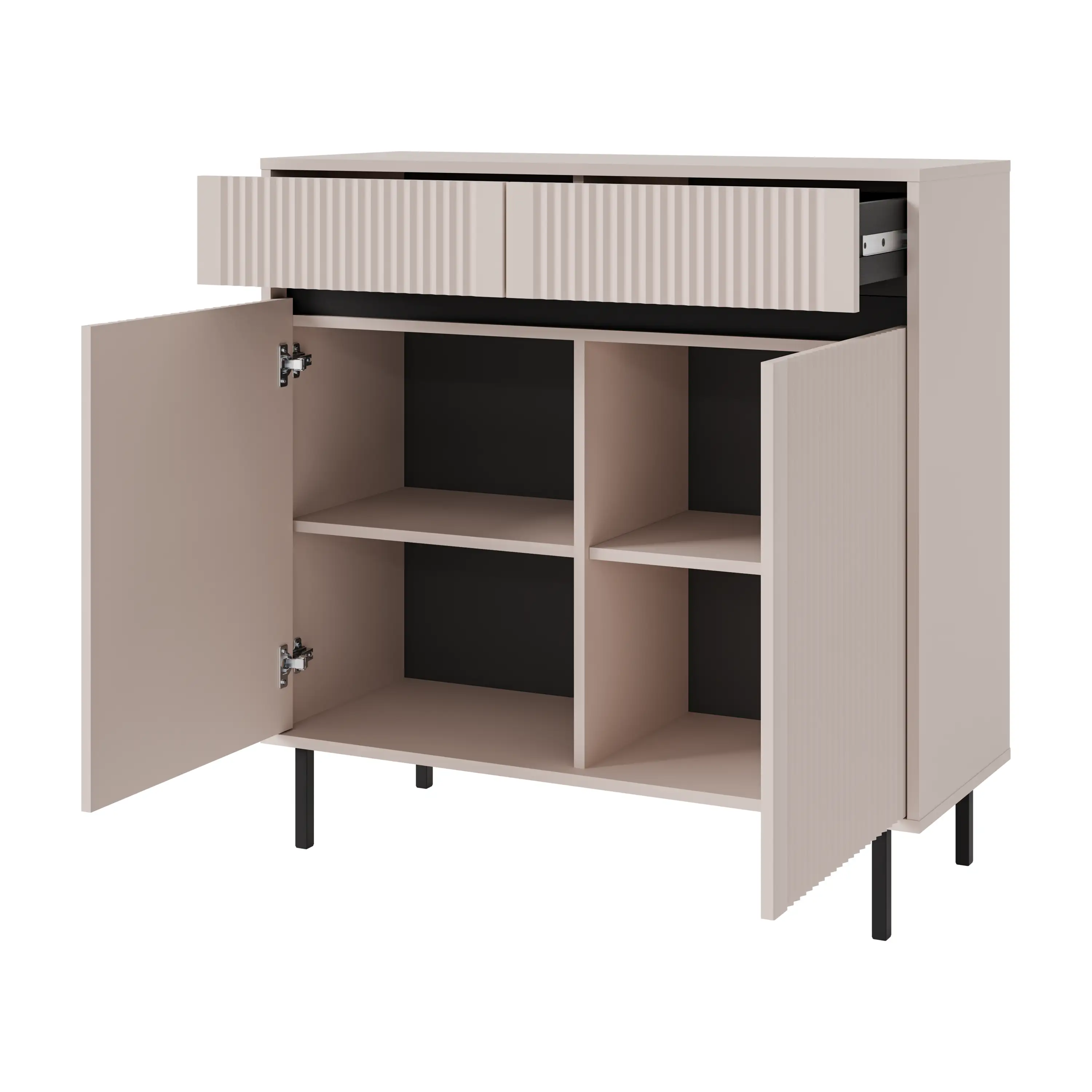 Komoda s ryhovanými čely Yukashi 2F2S T822 béžová