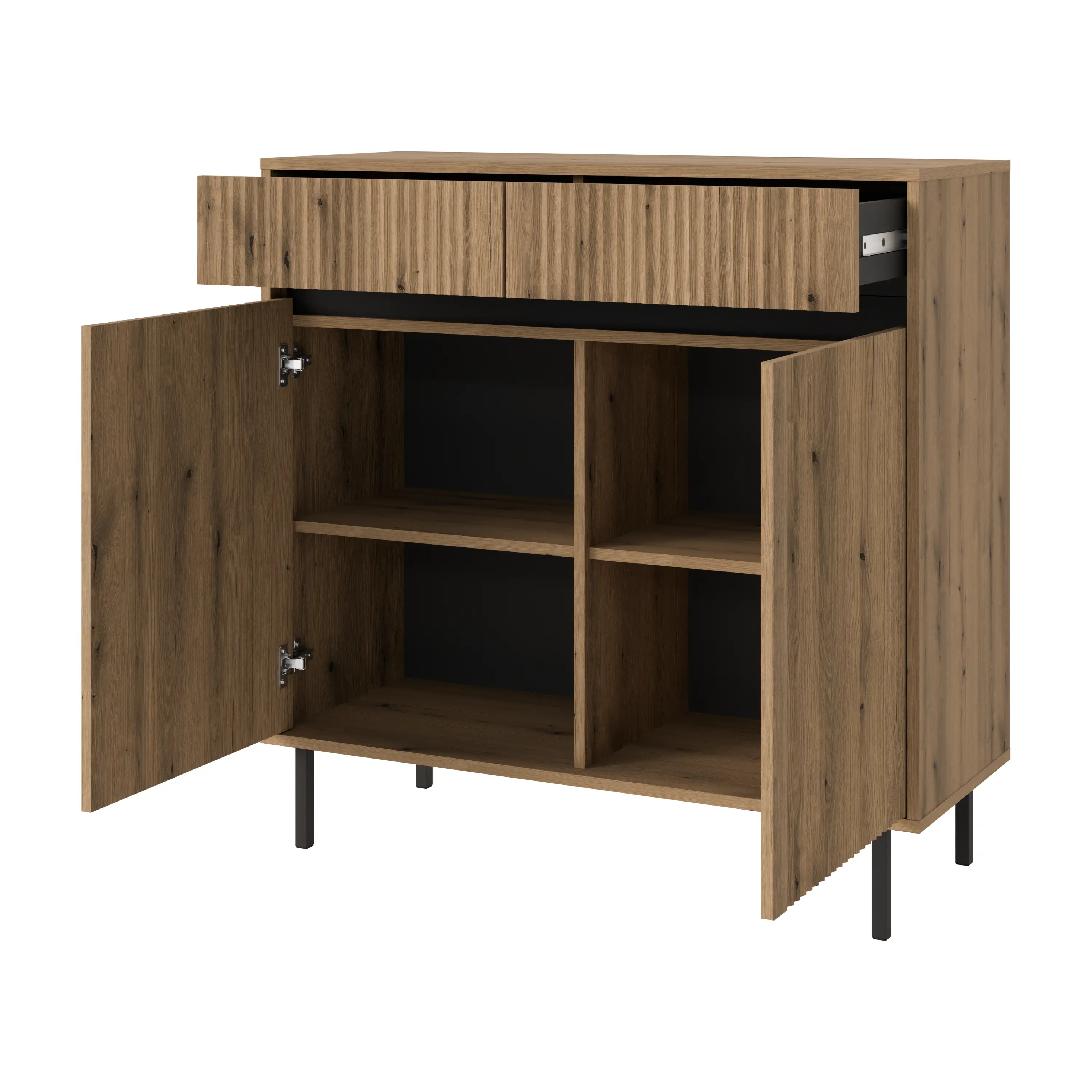 Komoda s drážkovaným čelem Yukashi 2F2S T822 dub evoke
