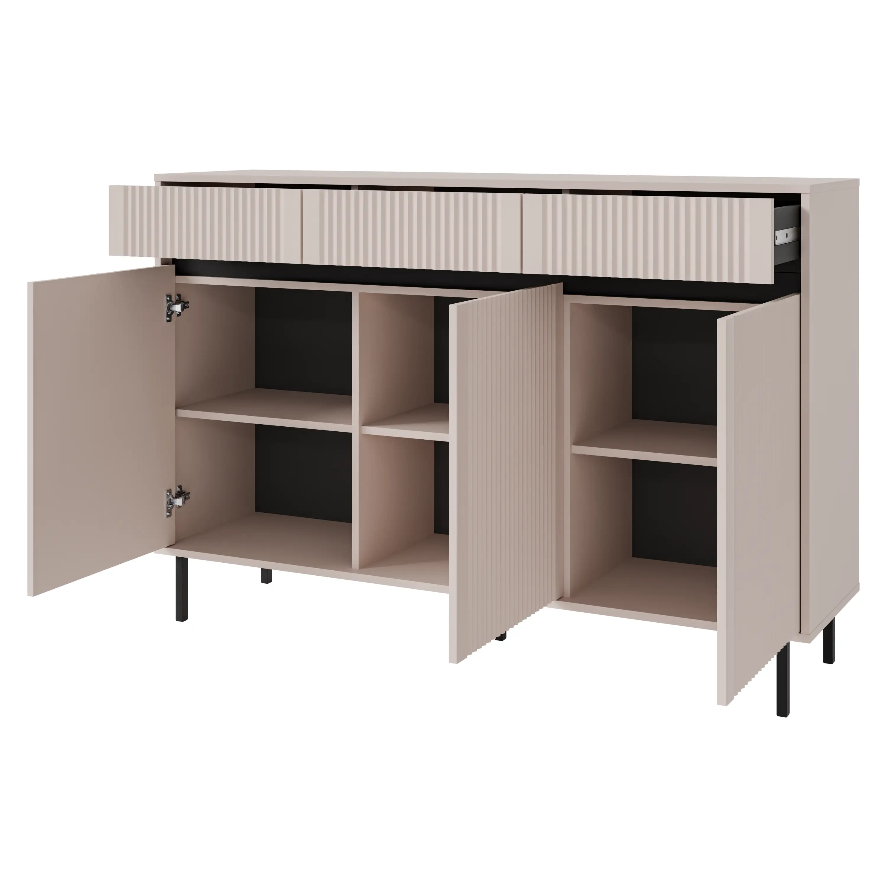 Komoda s drážkovanými čely Yukashi 3F3S T833 béžová