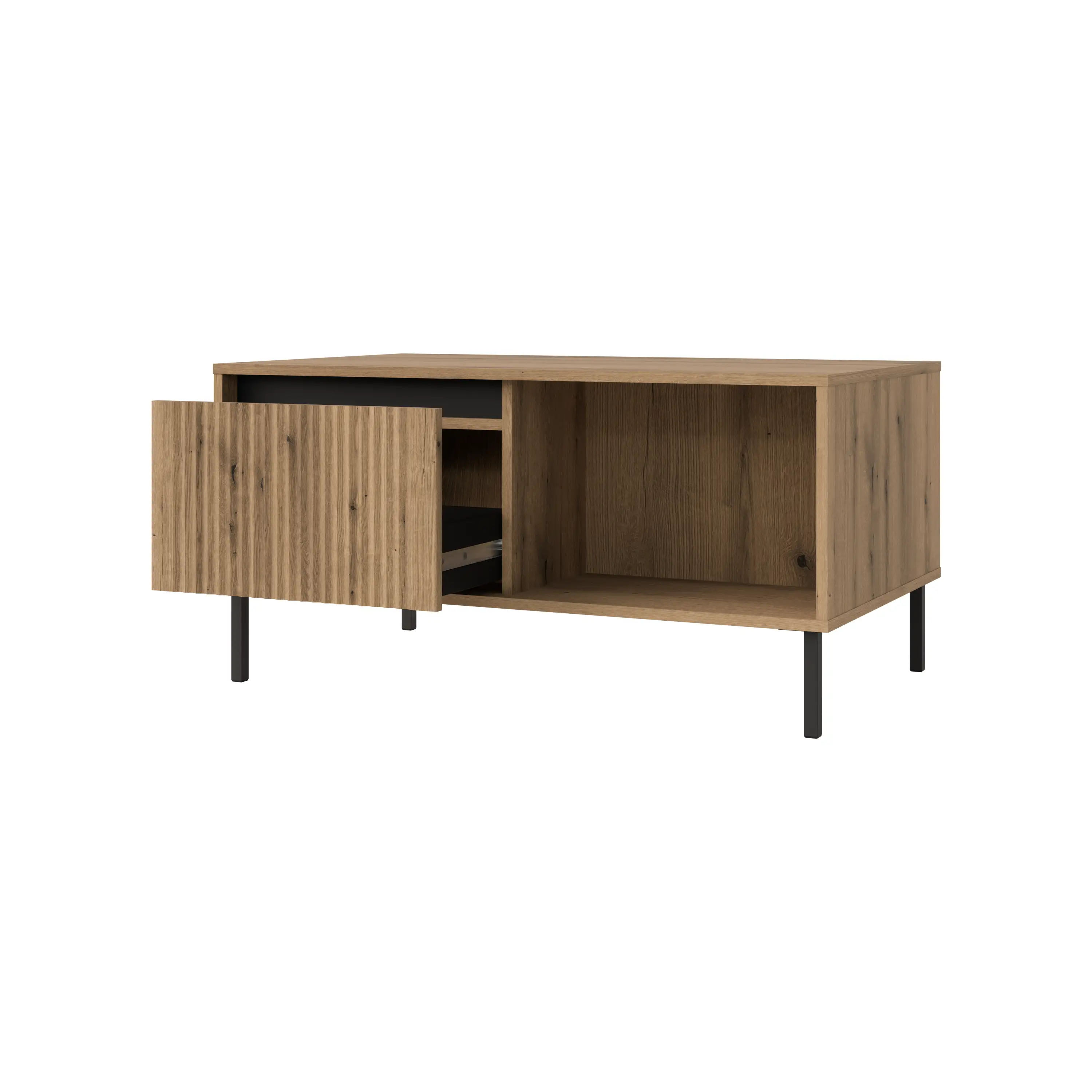 Konferenční stolek s drážkovaným čelem Yukashi 2S T201 dub evoke