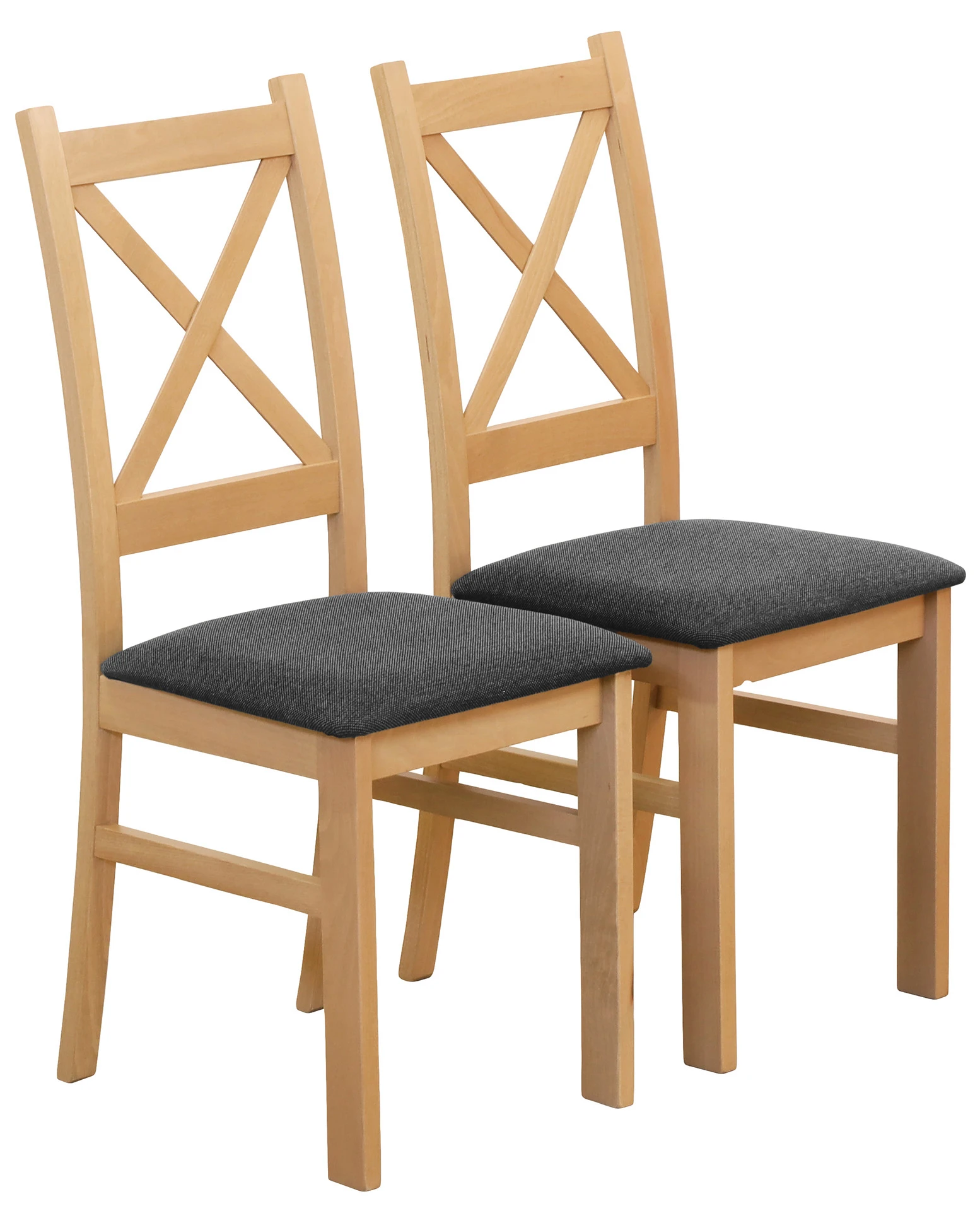 Sada 2x čalouněných židlí s křížovou opěrkou do jídelny dub artisan/grafit