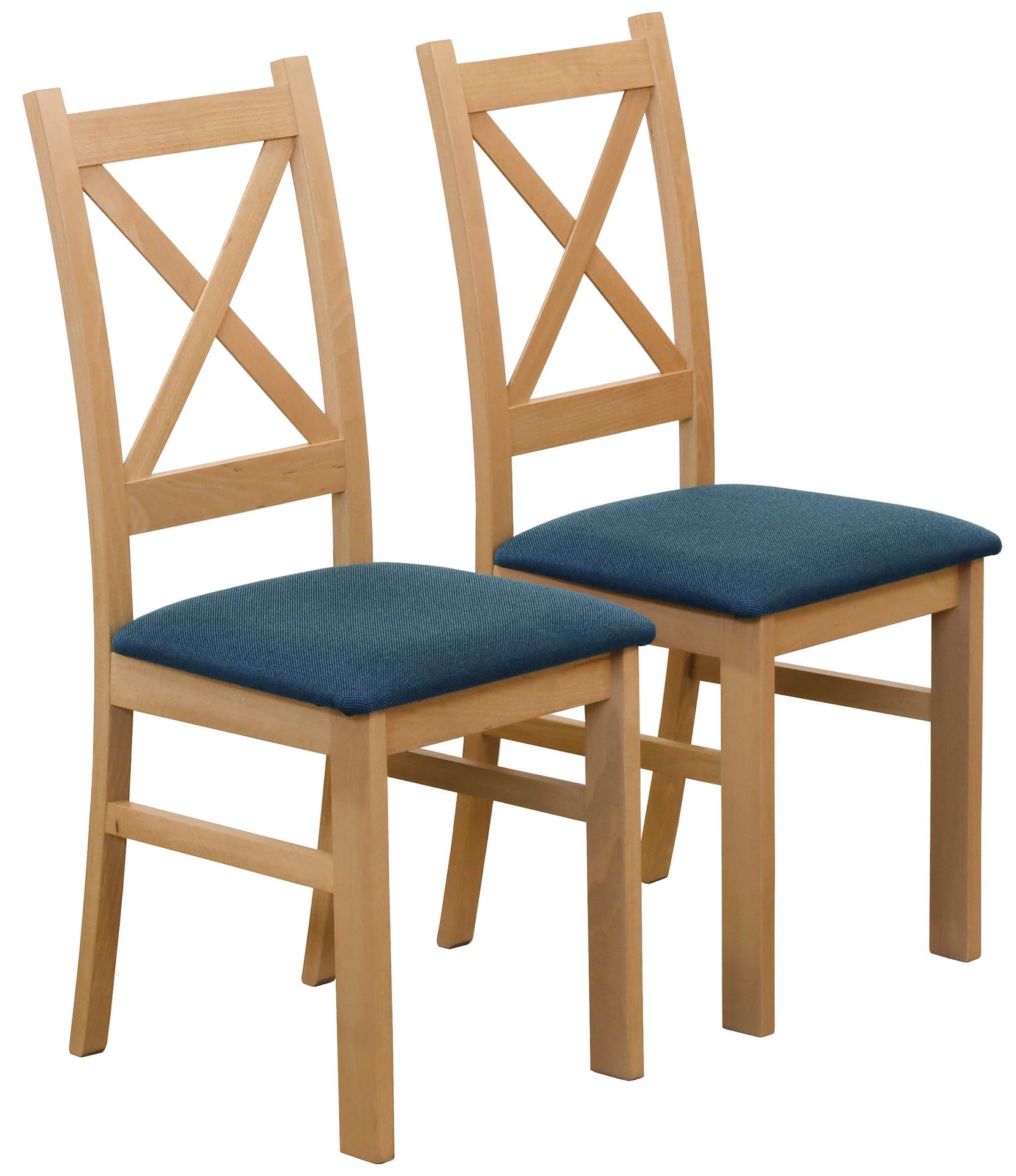 Sada 2x čalouněných židlí s křížovou opěrkou do jídelny dub artisan/tyrkysová