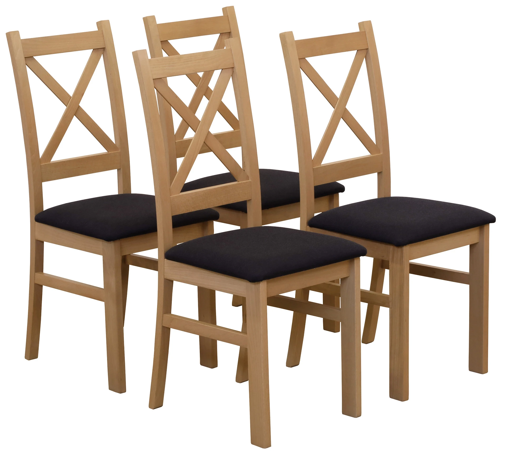 Sada 4x čalouněných židlí s křížovou opěrkou do jídelny dub artisan/černá