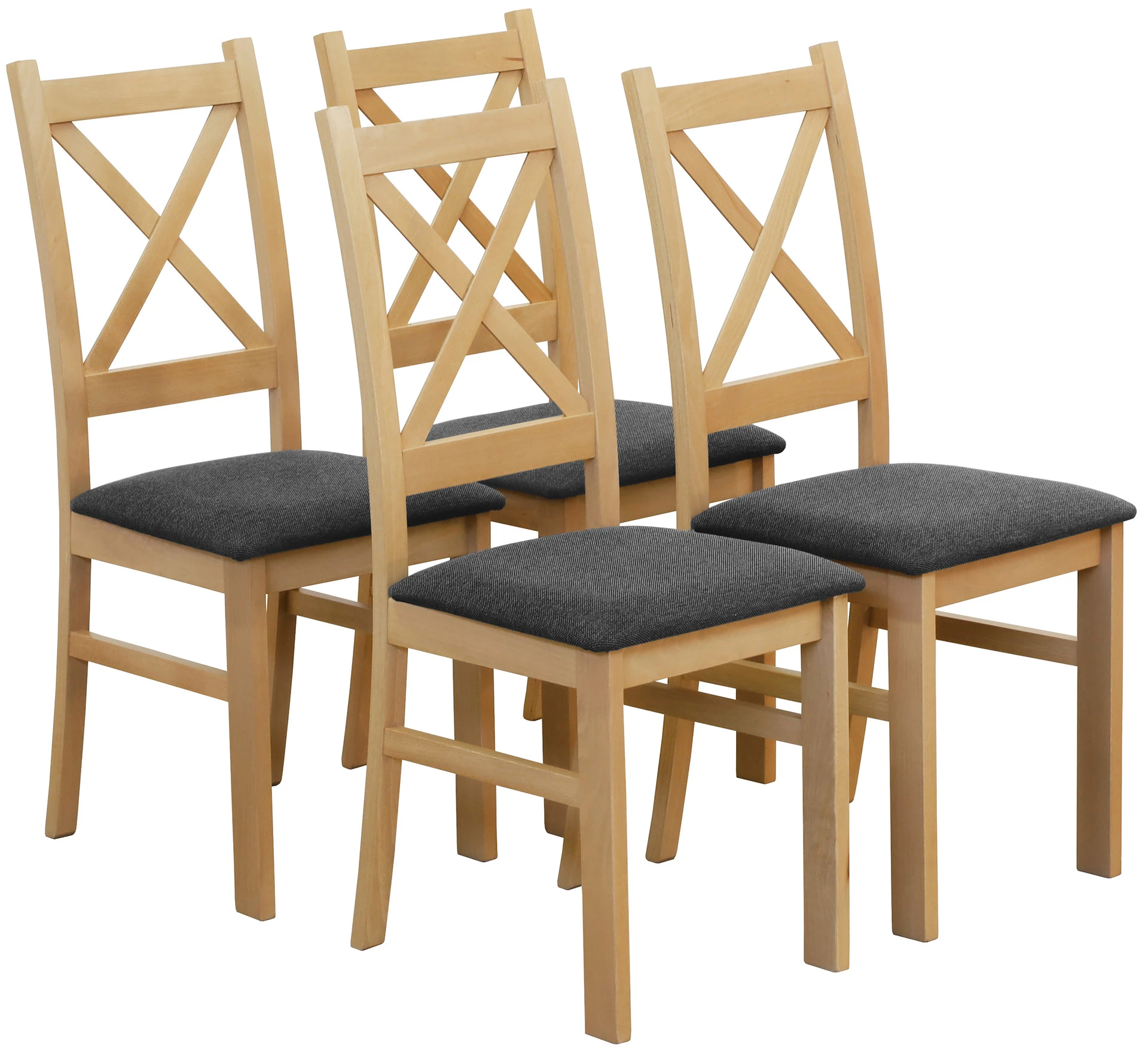 Sada 4x čalouněných židlí s křížovou opěrkou do jídelny dub artisan/grafit
