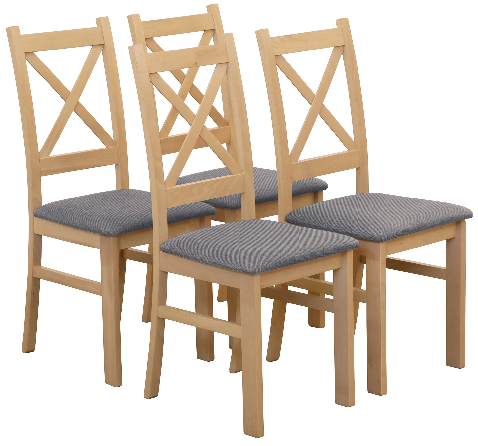 Sada 4x čalouněných židlí s křížovou opěrkou do jídelny dub artisan/šedá