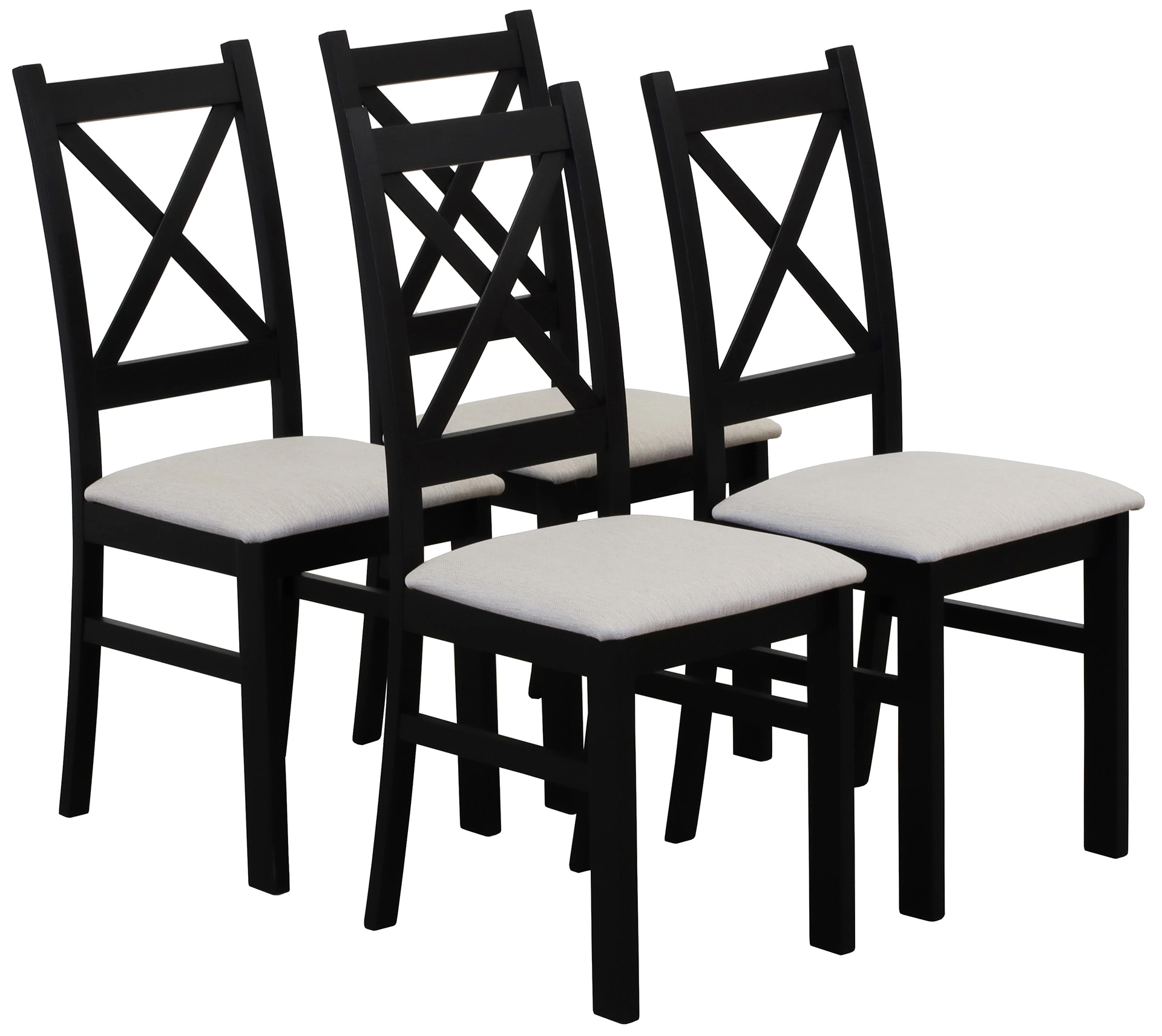 Sada 4x čalouněných křížových židlí do jídelny černá/béžová