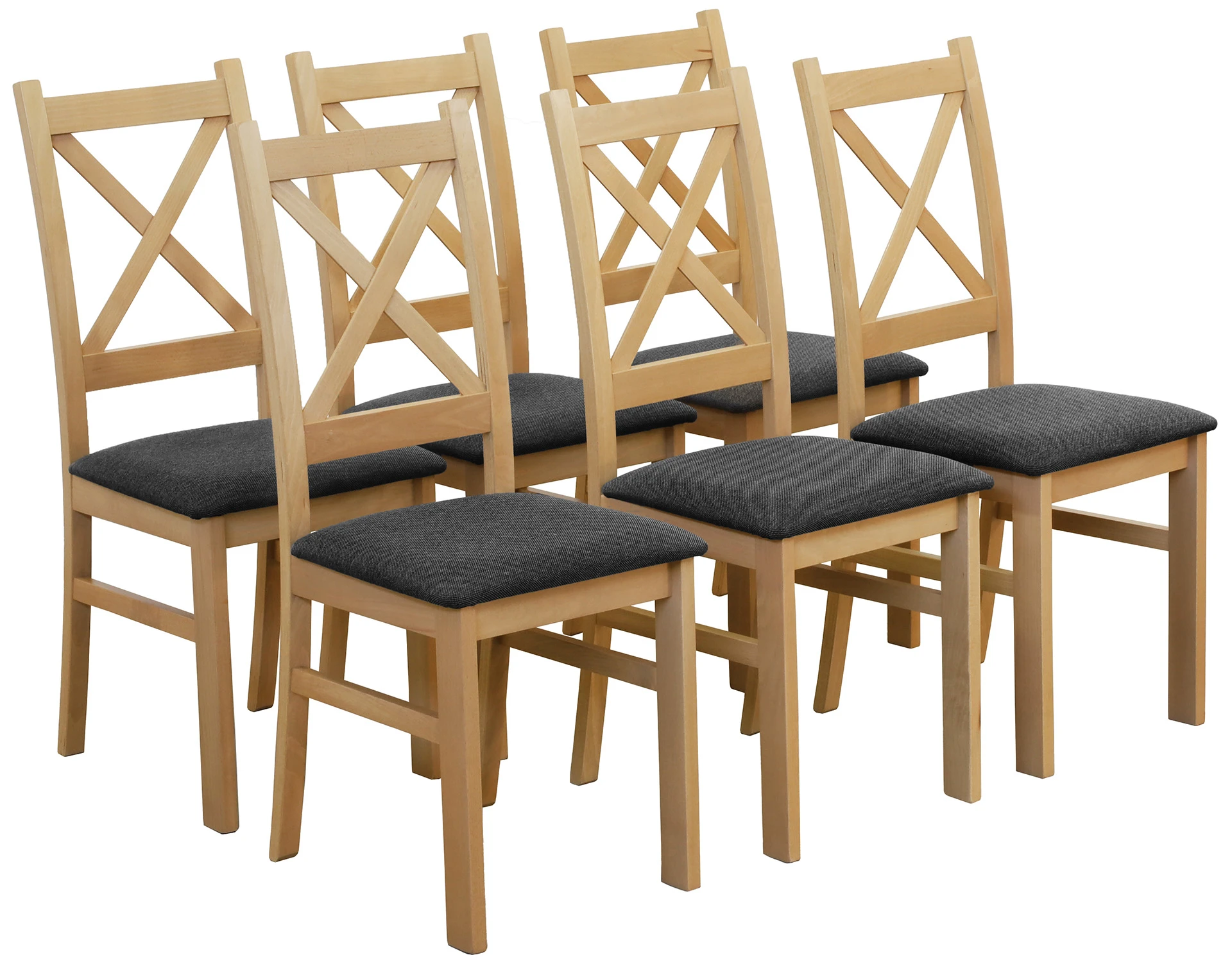 Sada 6x čalouněných židlí s křížovou opěrkou do jídelny dub artisan/grafit