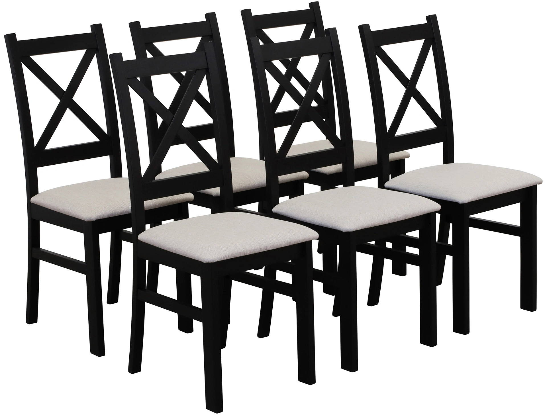 Sada 6x čalouněných křížových židlí do jídelny černá/béžová