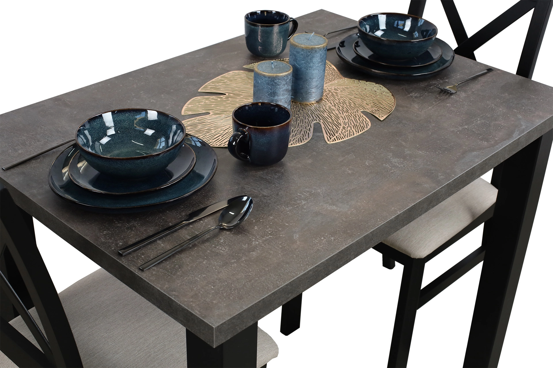 Jídelní set 100x70 se 2 židlemi M001-2 černá/beton