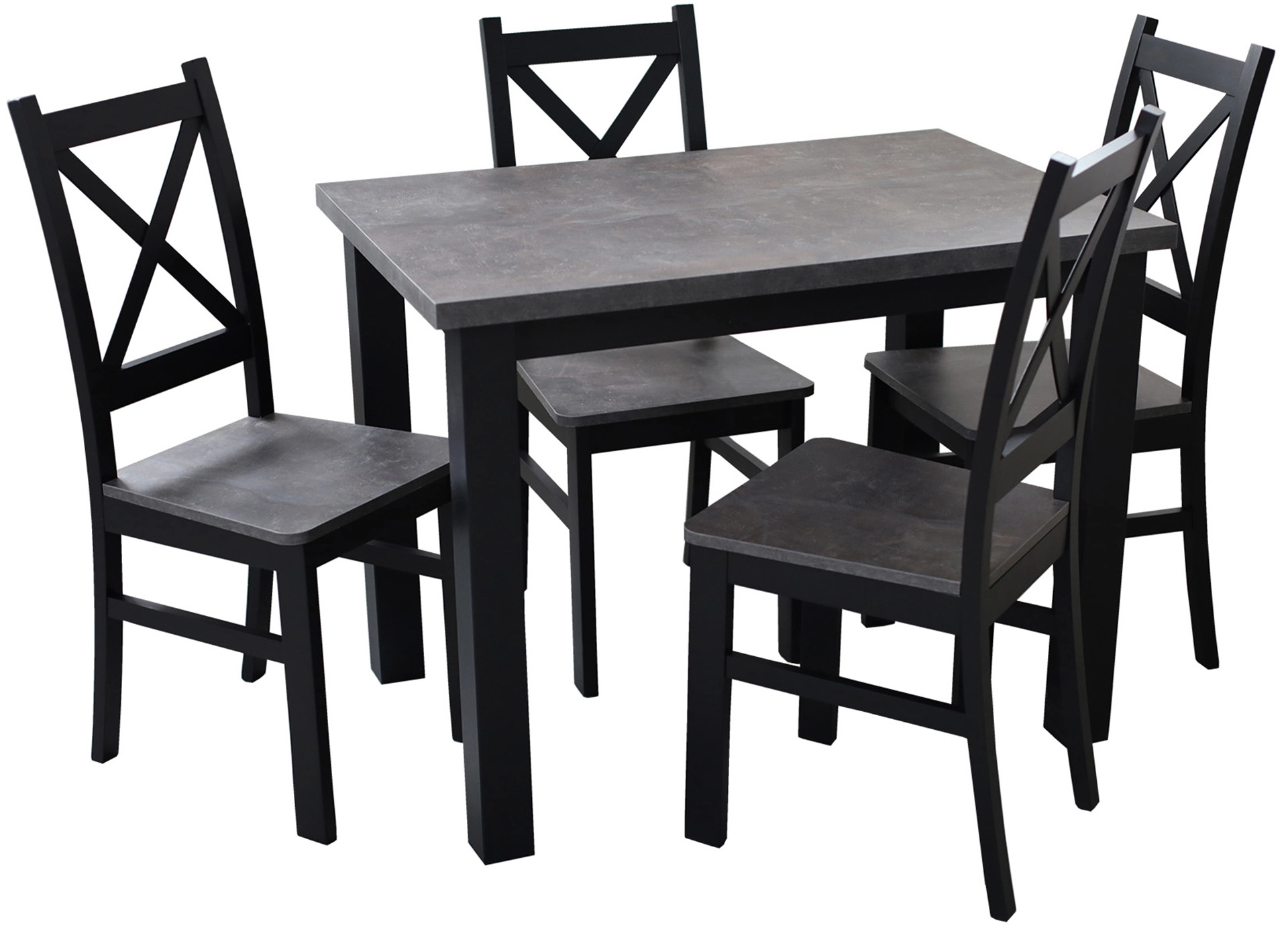 Jídelní set 100x70 se 4 židlemi M001-4 černá/beton