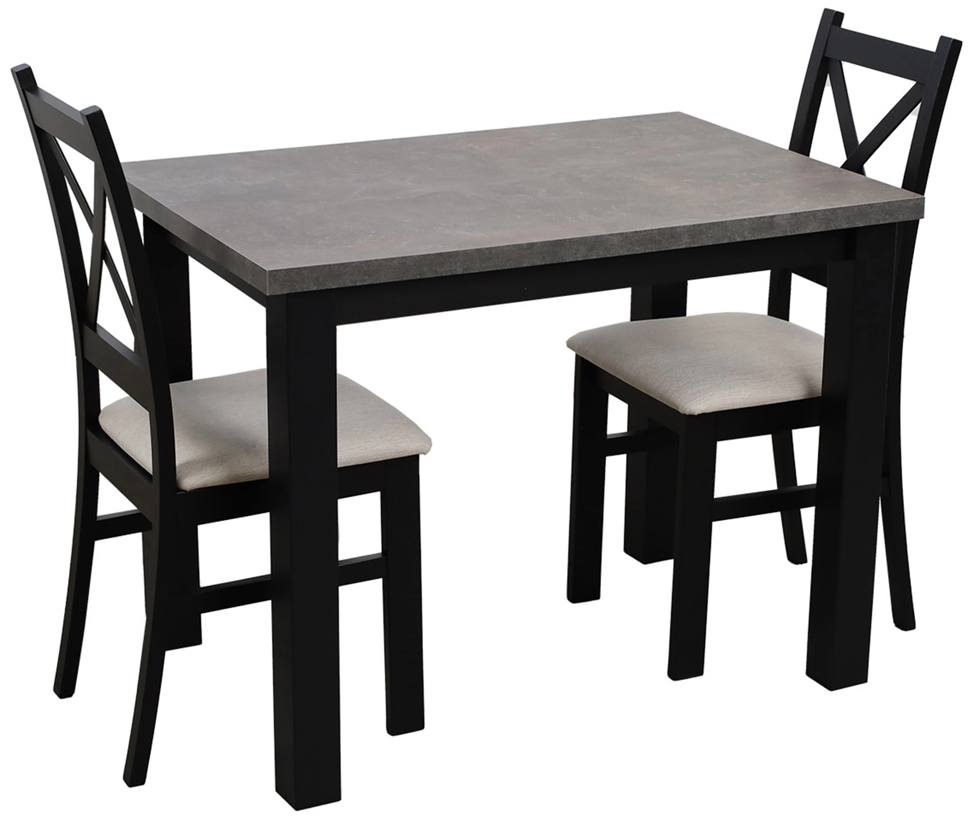 Stůl 100x70 se 2 židlemi M004-2 černá/beton