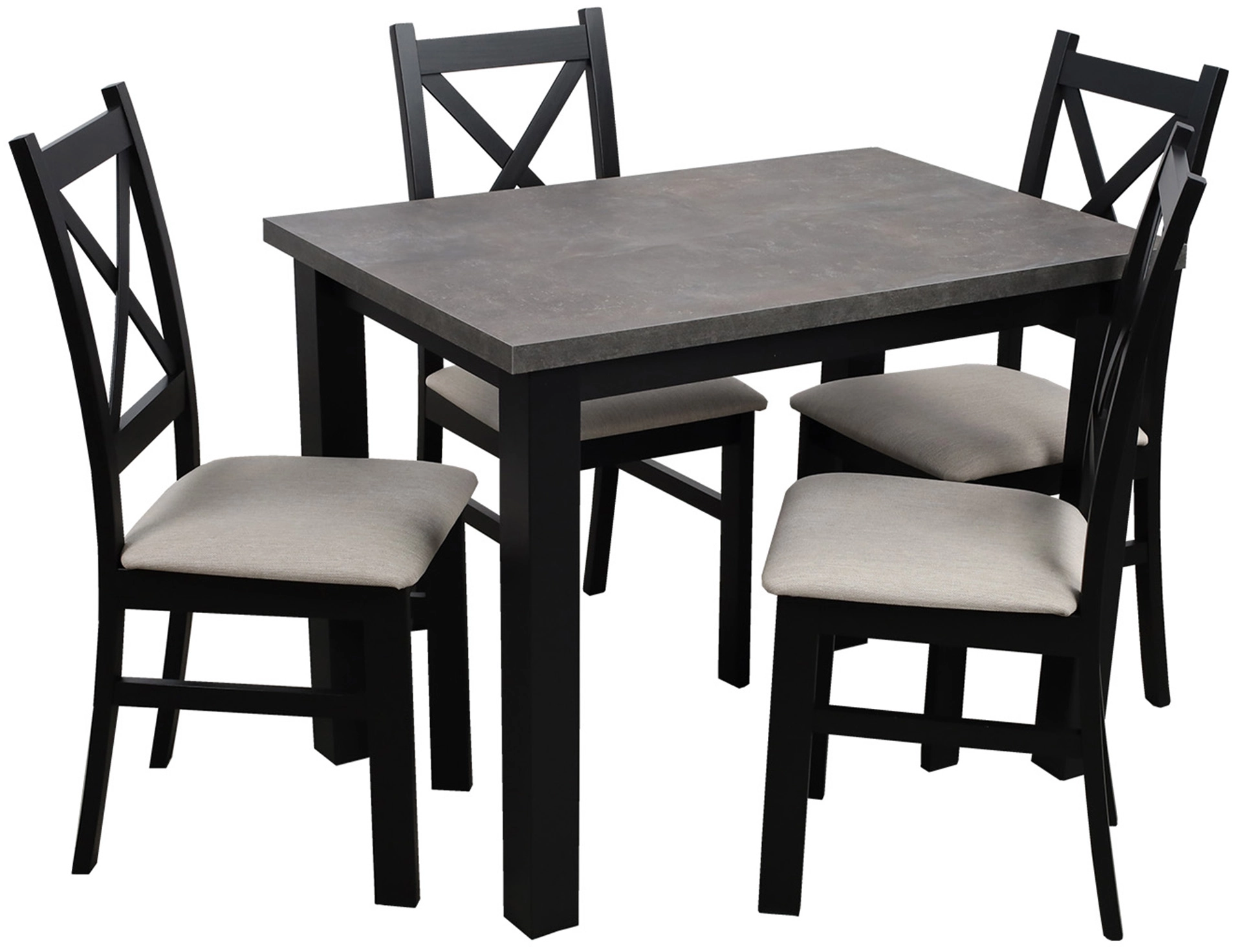 Stůl 100x70 se 4 židlemi M004-4 černá/beton
