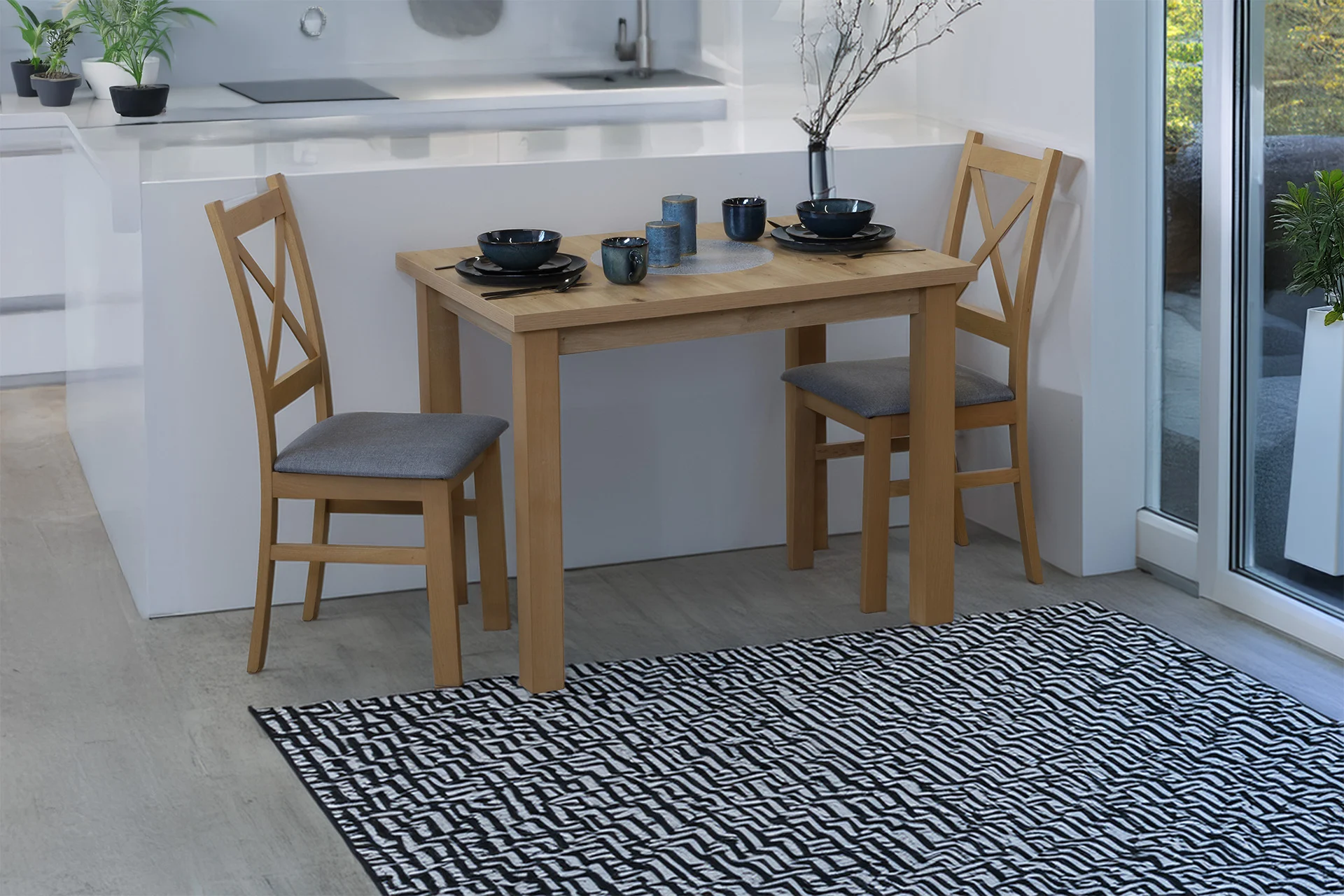 Set stolu 100x70 se 2 židlemi M007-2 dub Artisan