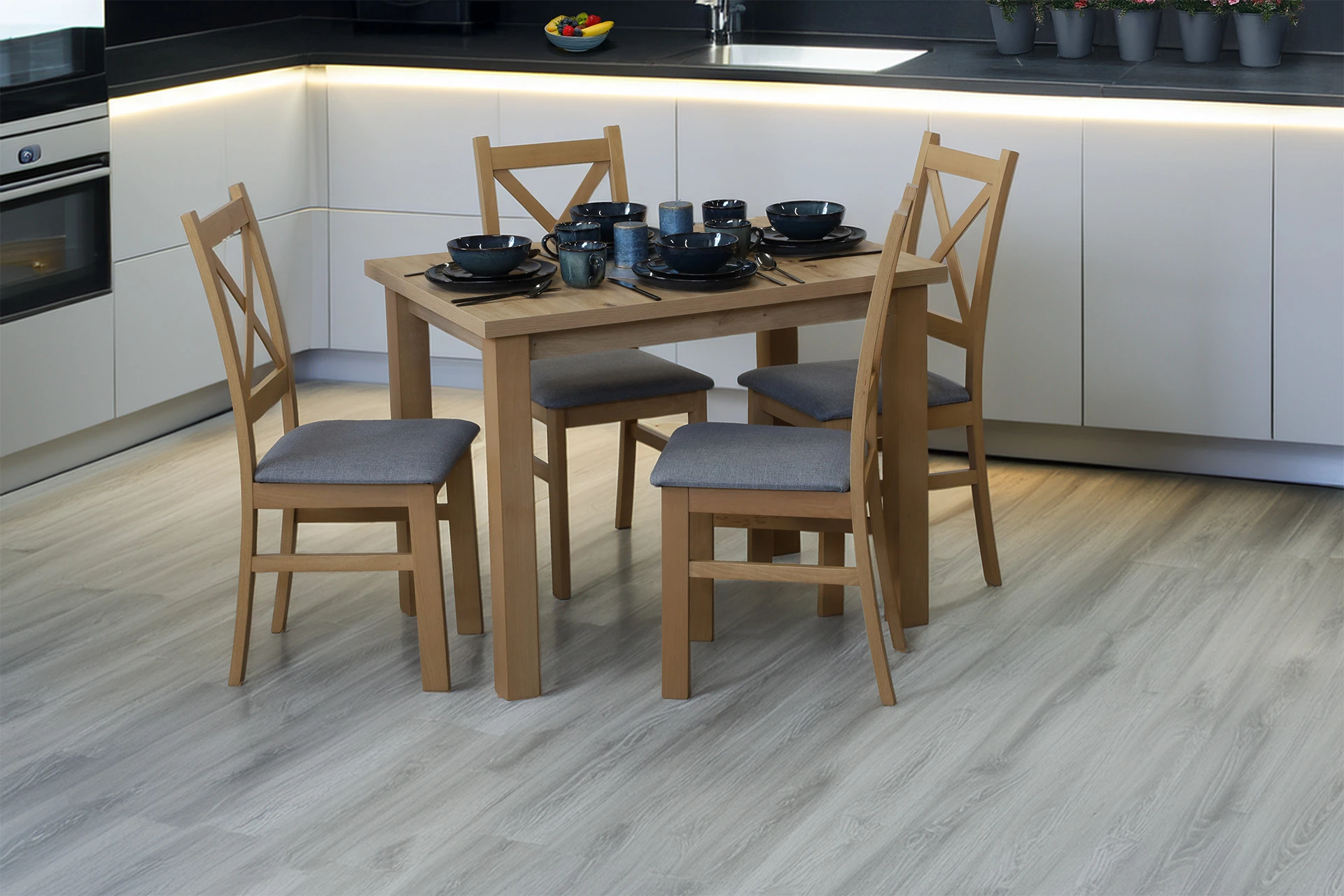 Set stolu 100x70 se 4 židlemi M007-4 dub Artisan