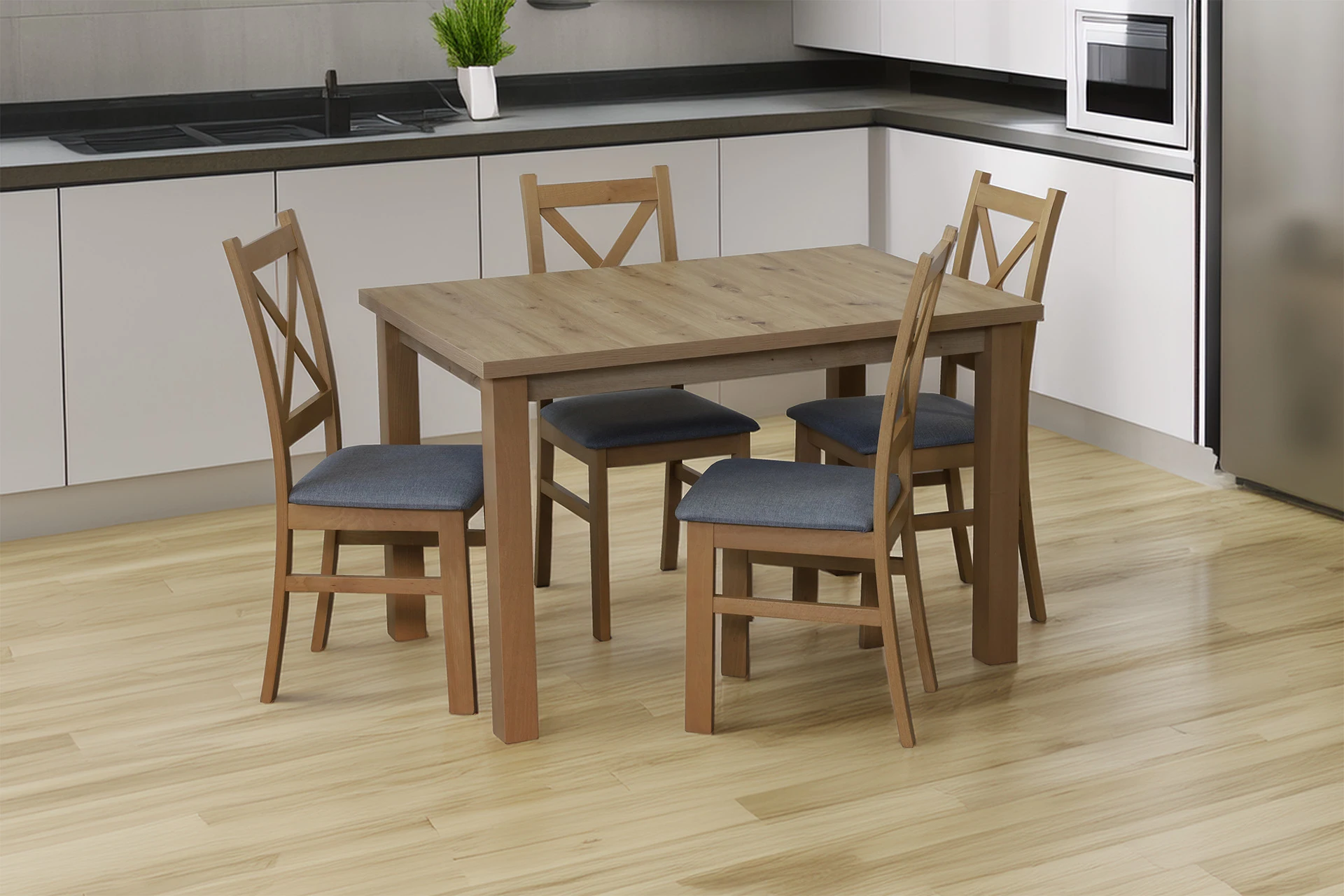 Set stolu 120x80 se 4 židlemi M008-4 dub Artisan