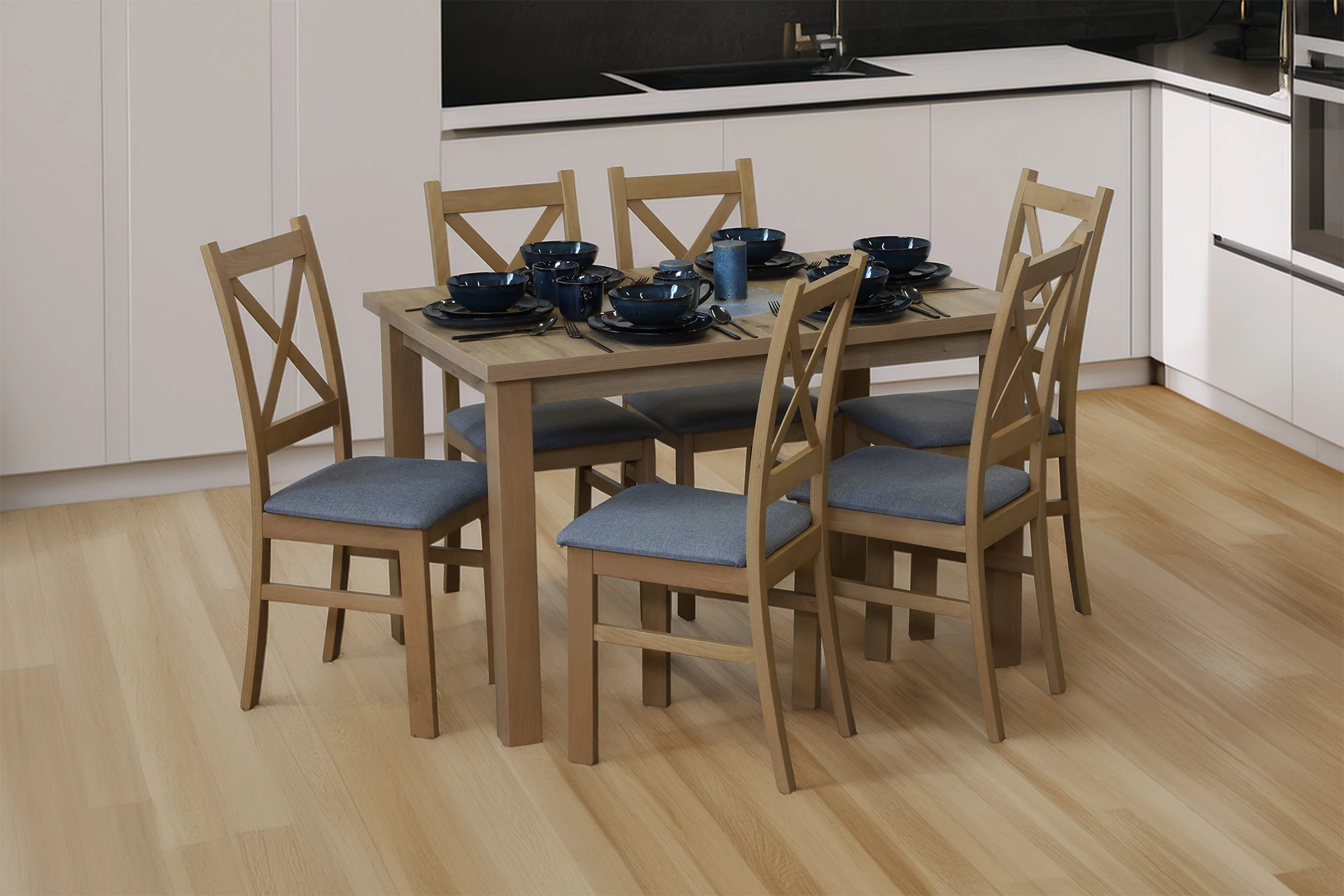 Set stolu 120x80 se 6 židlemi M008-6 dub Artisan