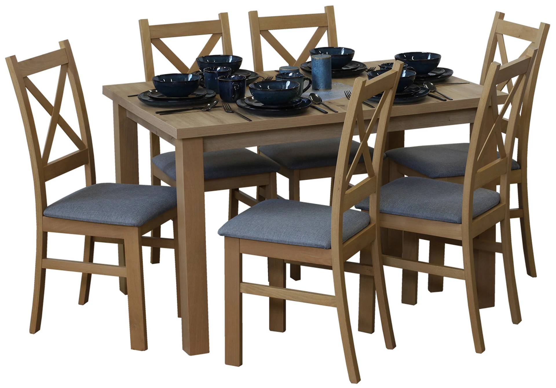 Set stolu 120x80 se 6 židlemi M008-6 dub Artisan