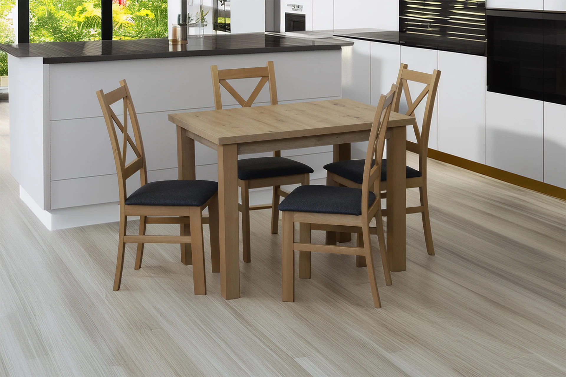 Set stolu 100x70 se 4 židlemi M010-4 dub Artisan