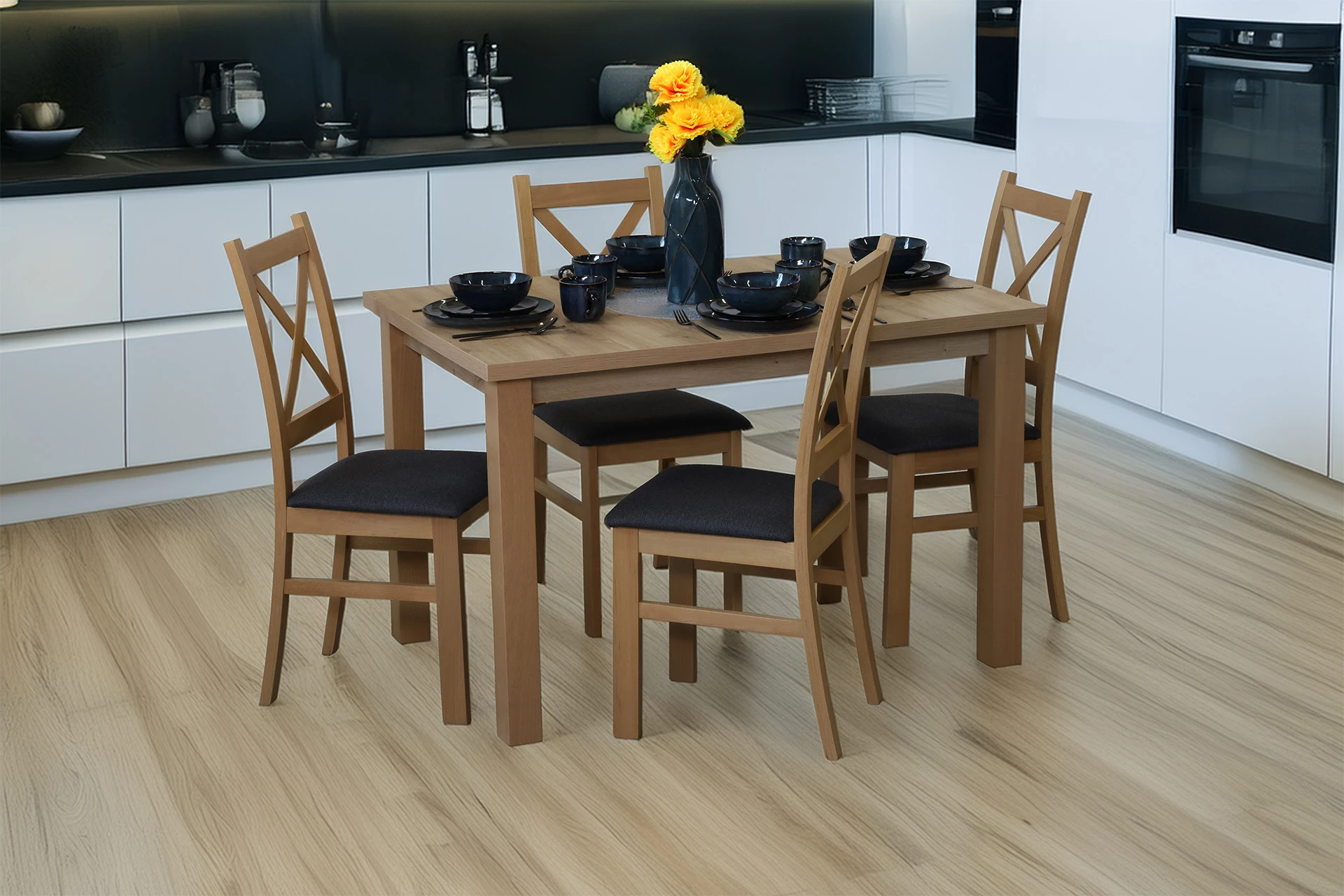 Set stolu 120x80 se 4 židlemi M011-4 dub Artisan