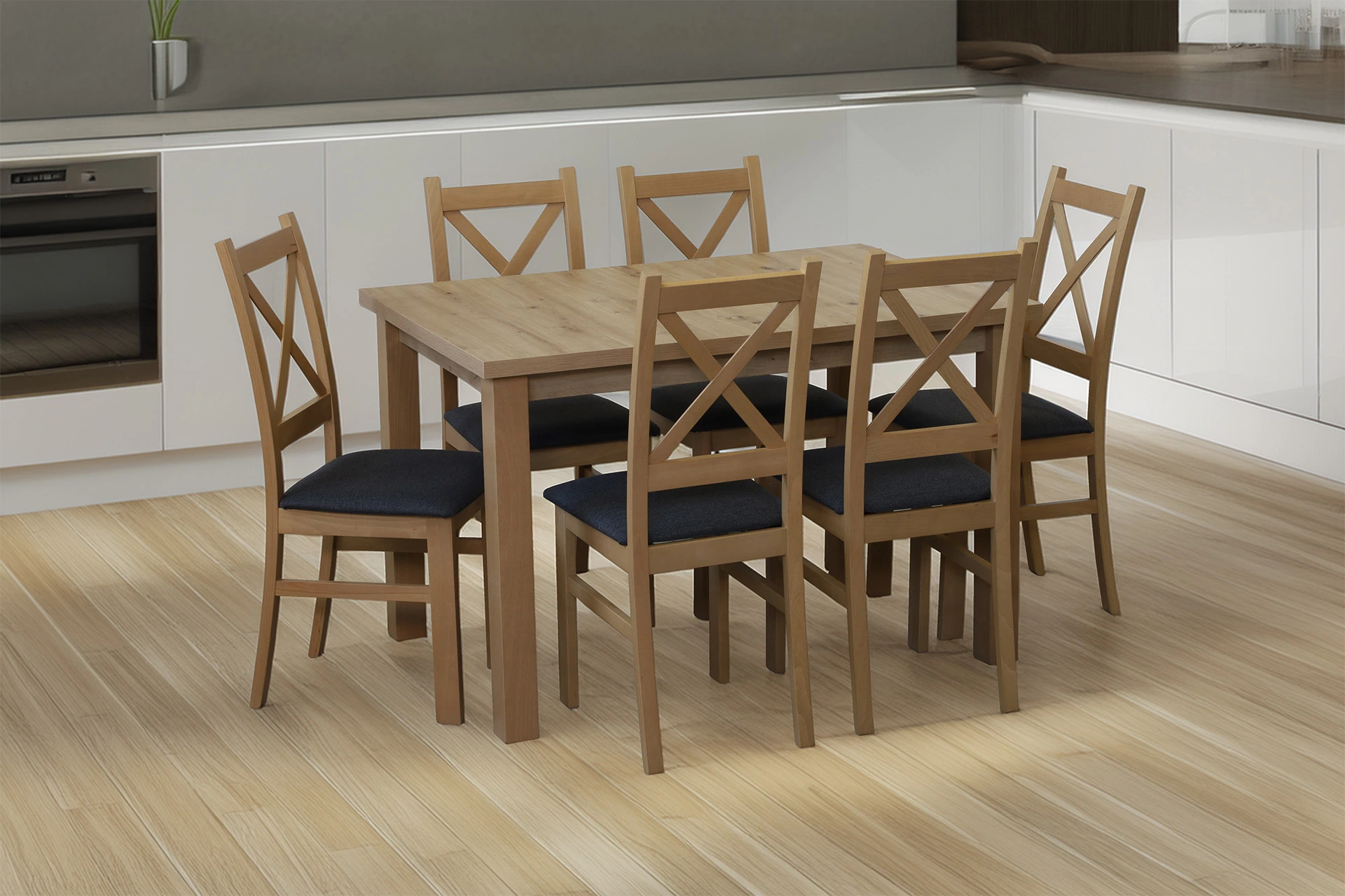 Set stolu 120x80 se 6 židlemi M011-6 dub Artisan