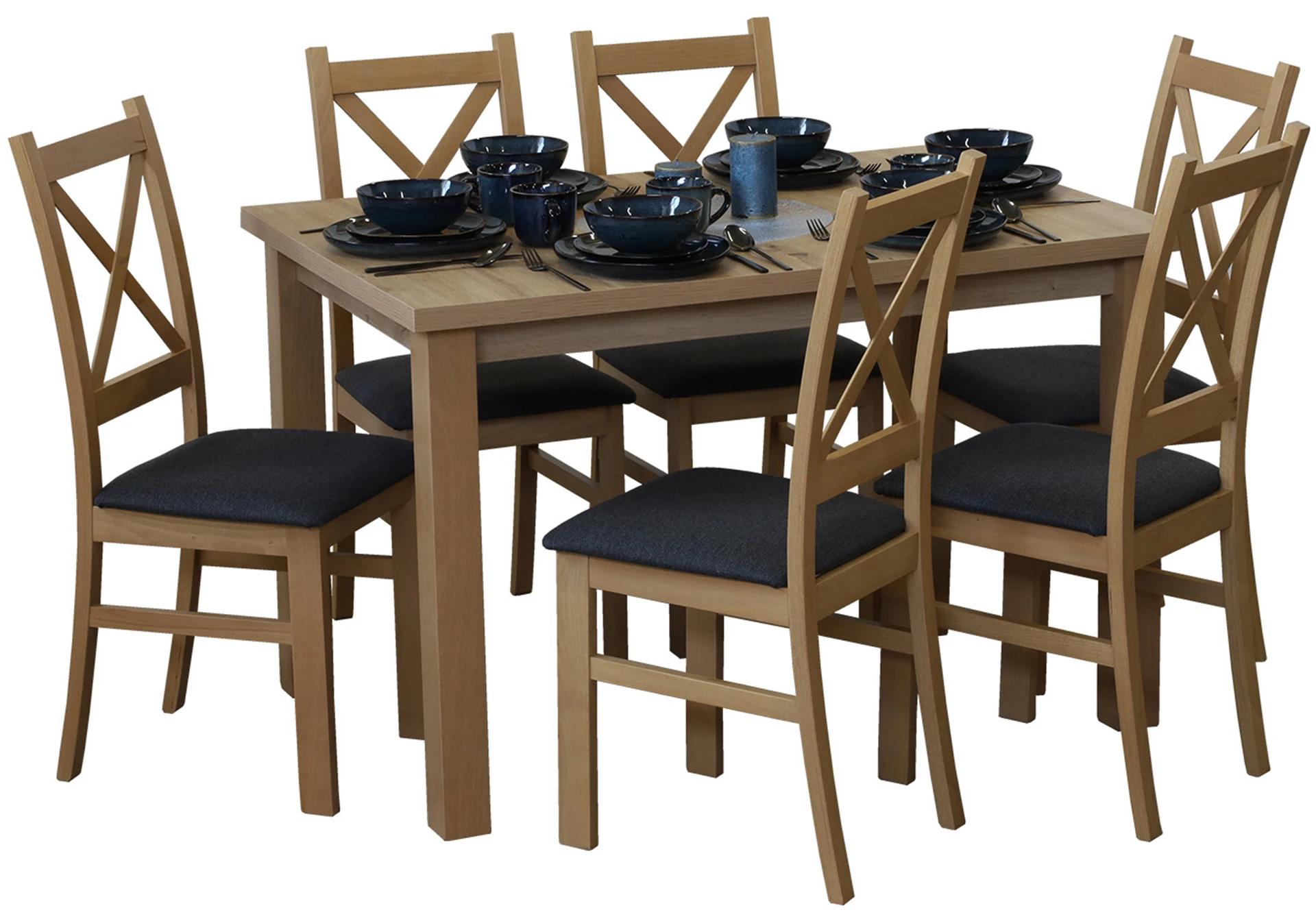 Set stolu 120x80 se 6 židlemi M011-6 dub Artisan