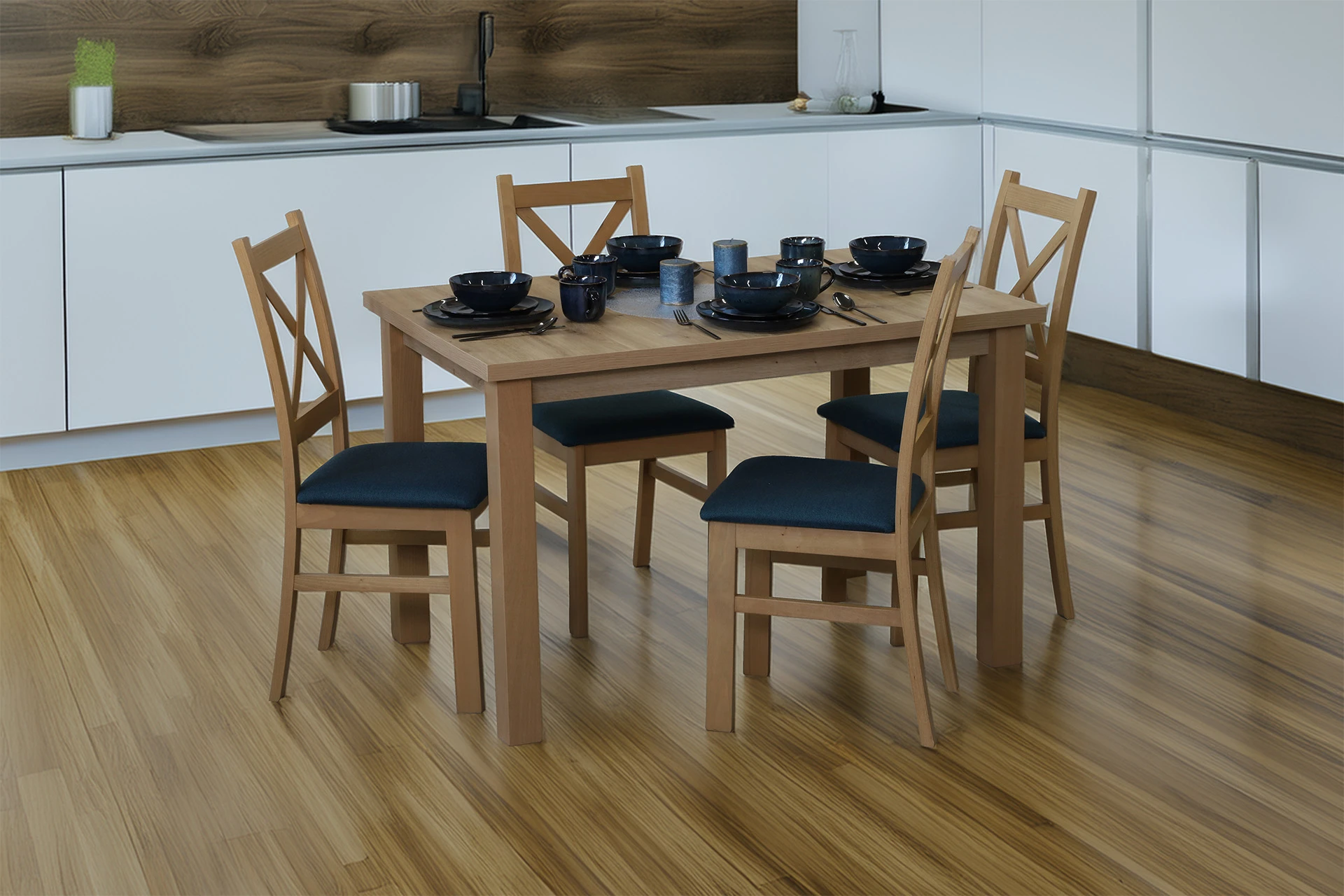 Set stolu 120x80 se 4 židlemi M014-4 dub Artisan