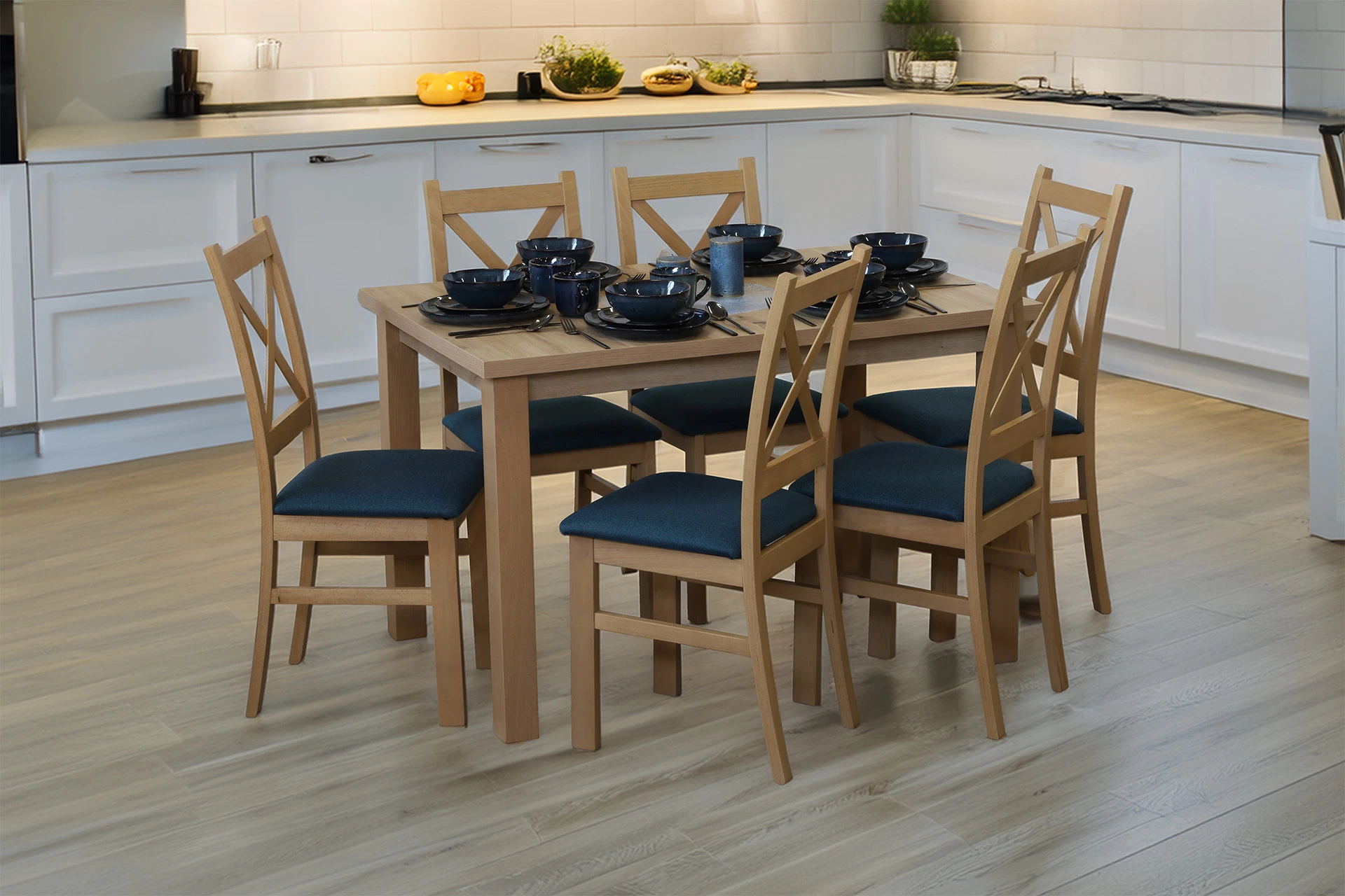 Set stolu 120x80 se 6 židlemi M014-6 dub Artisan