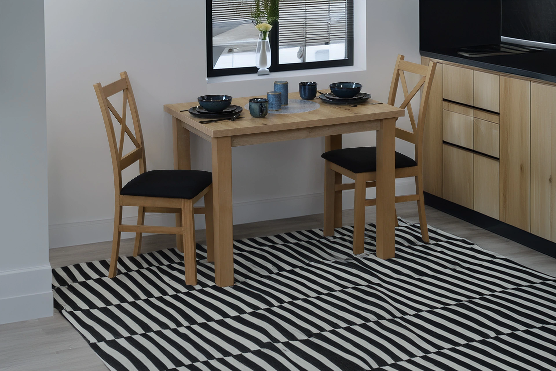 Set stolu 100x70 se 2 židlemi M016-2 dub Artisan