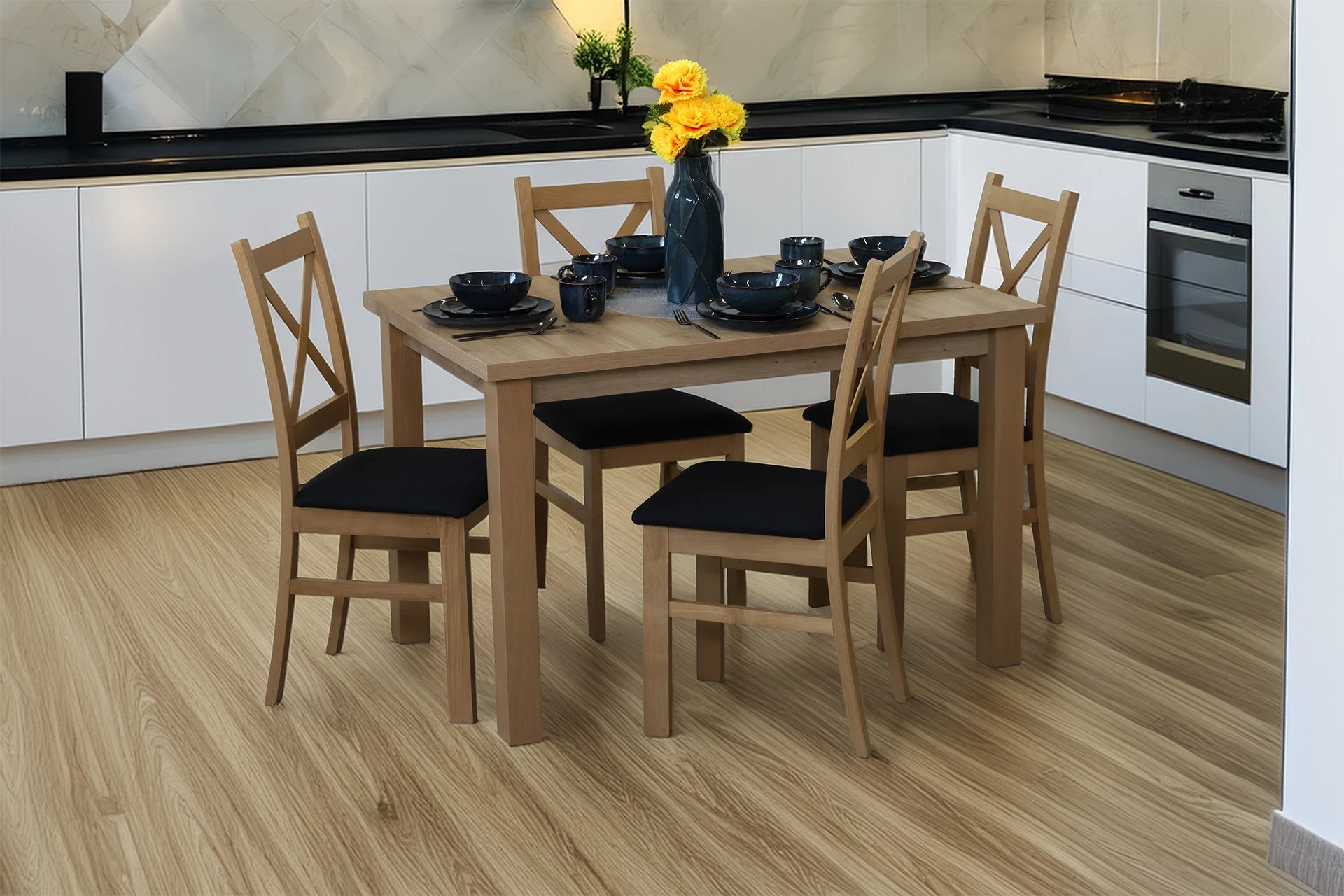 Set stolu 120x80 se 4 židlemi M017-4 dub Artisan