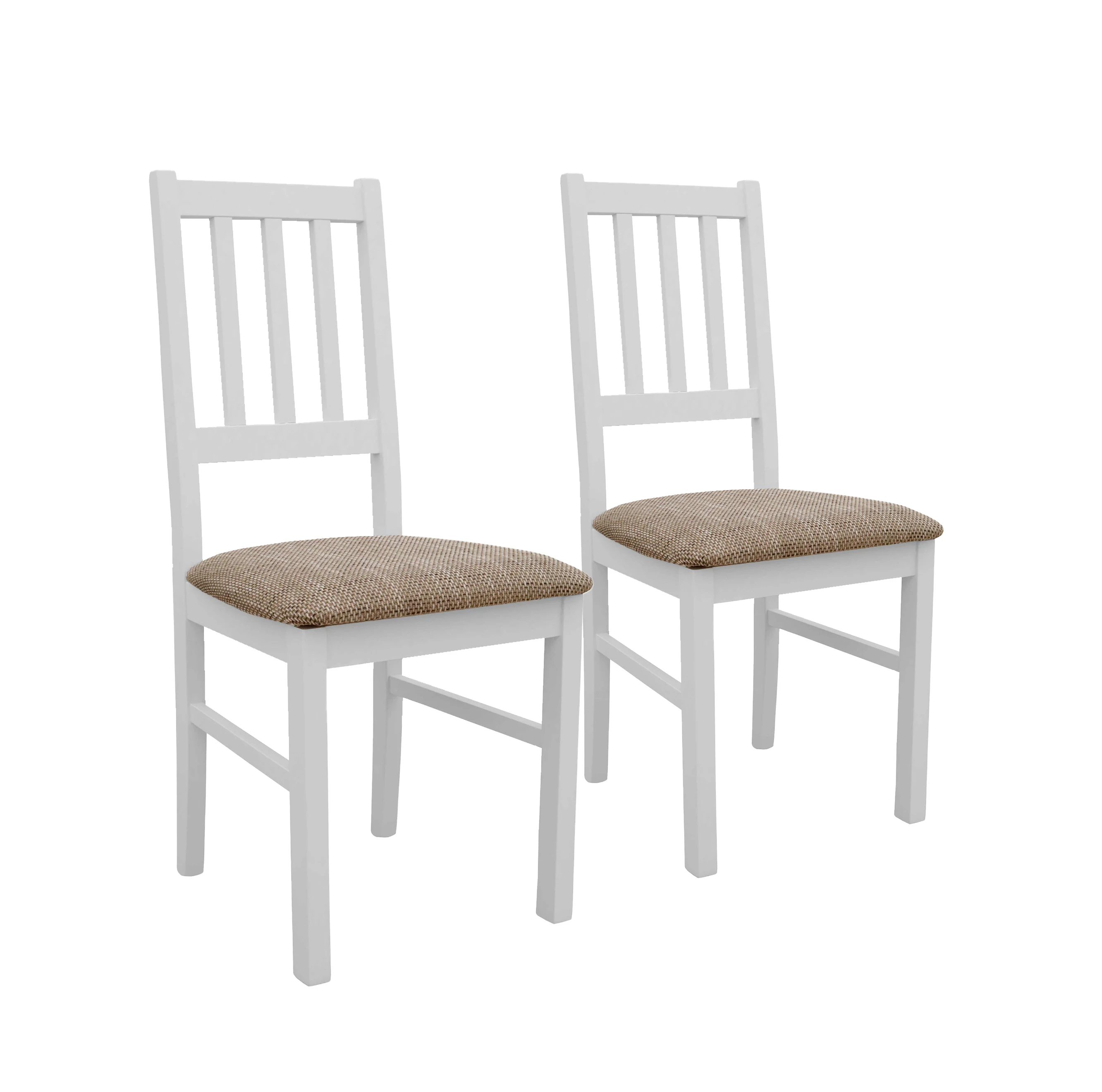 Sada 2x dřevěná židle BOS04 Bílá/Béžová