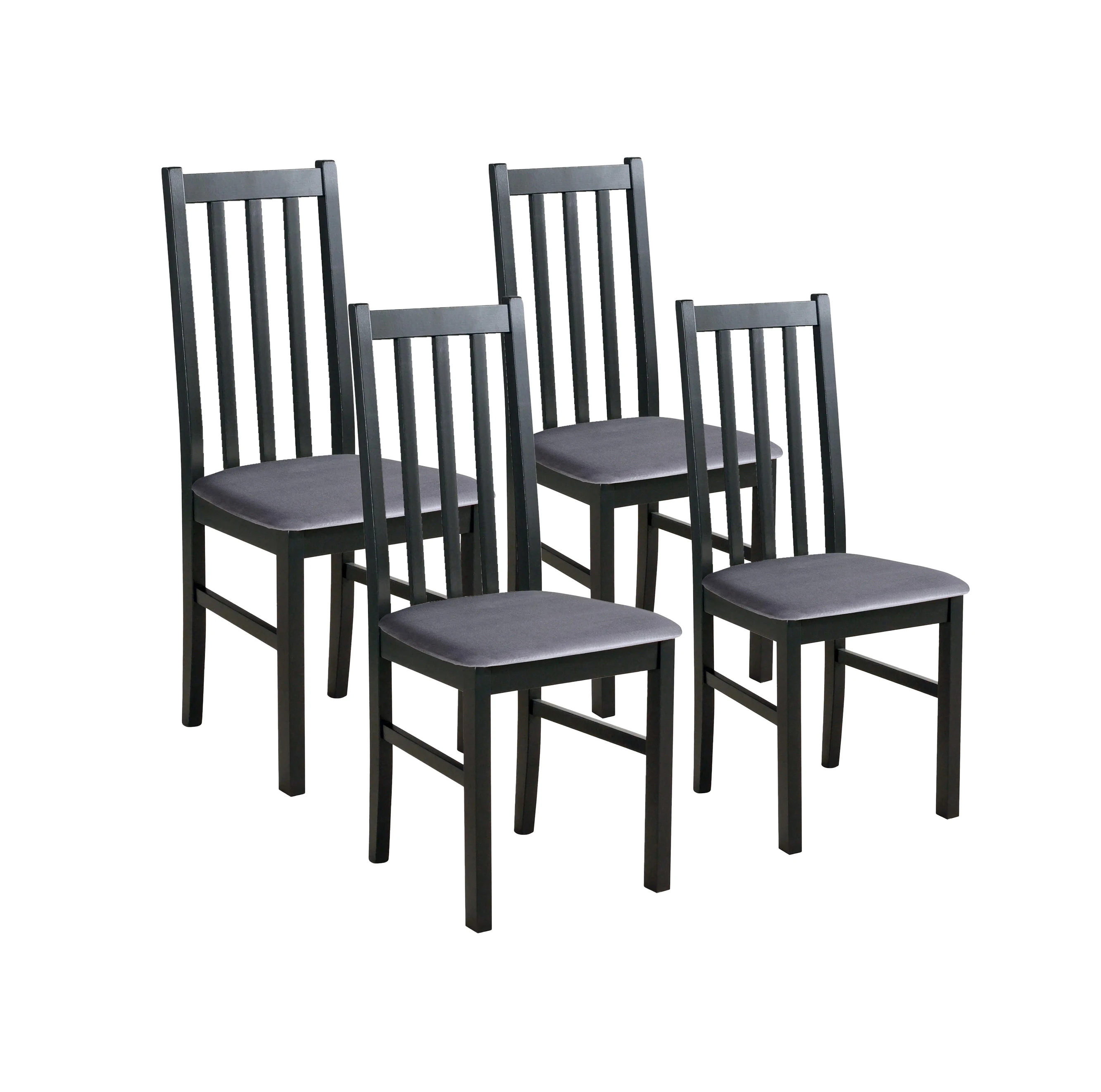 Sada 4x dřevěná židle BOS10 Černá/Šedá