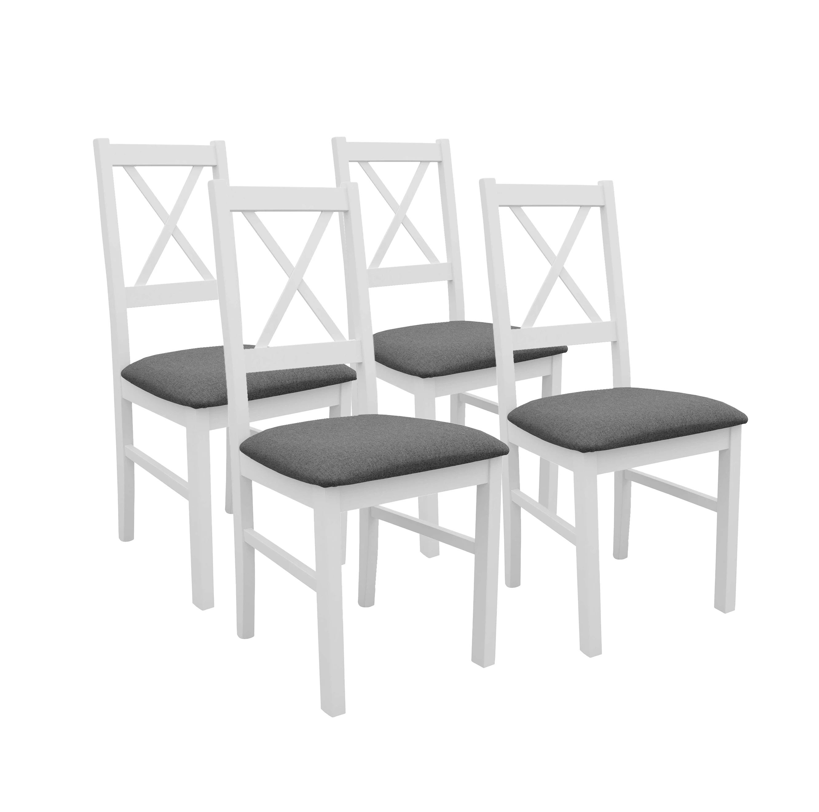 Sada 4x dřevěná židle NIL10 Bílá/Grafitová