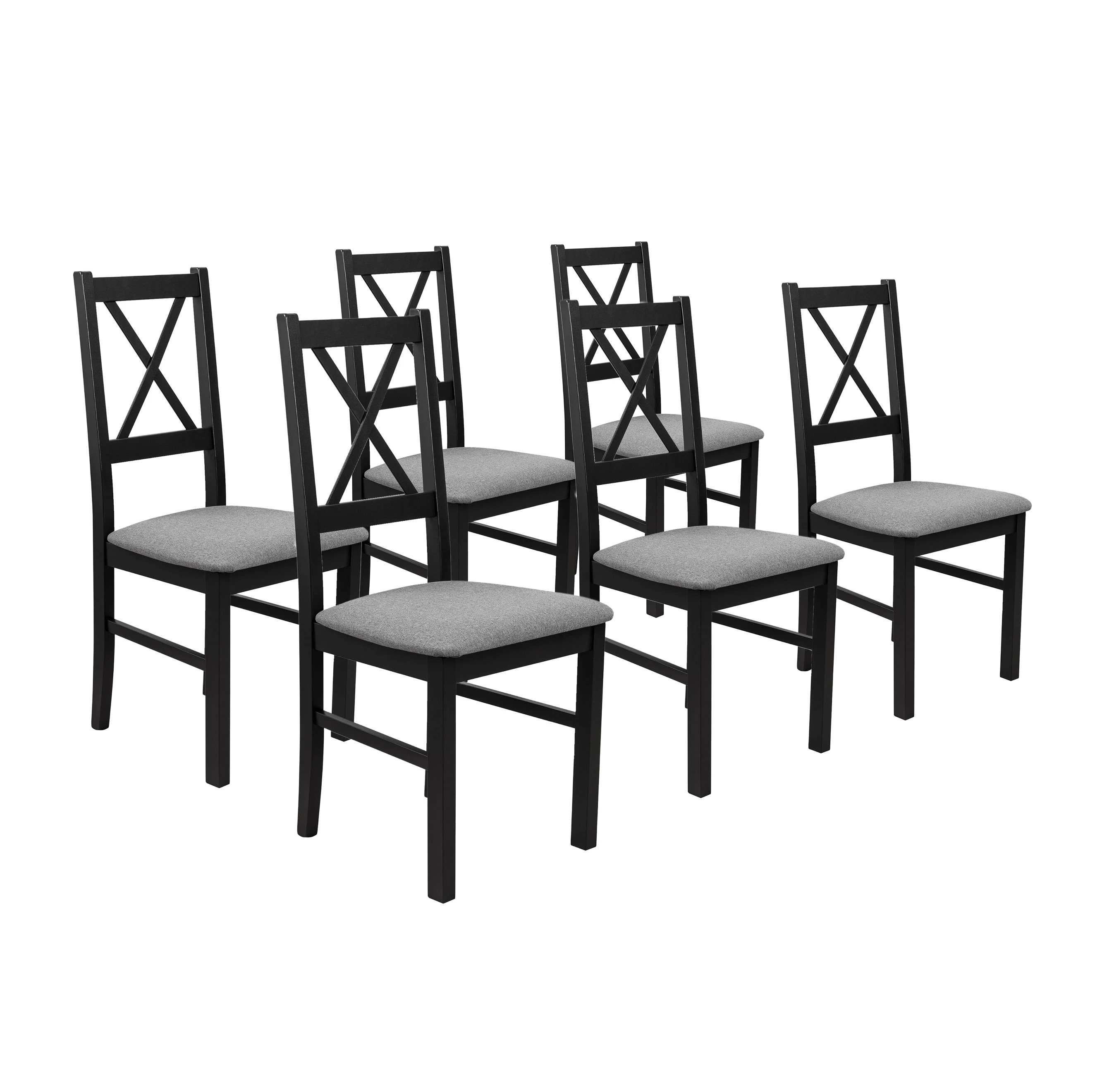 Sada 6x dřevěná židle NIL10 Černá