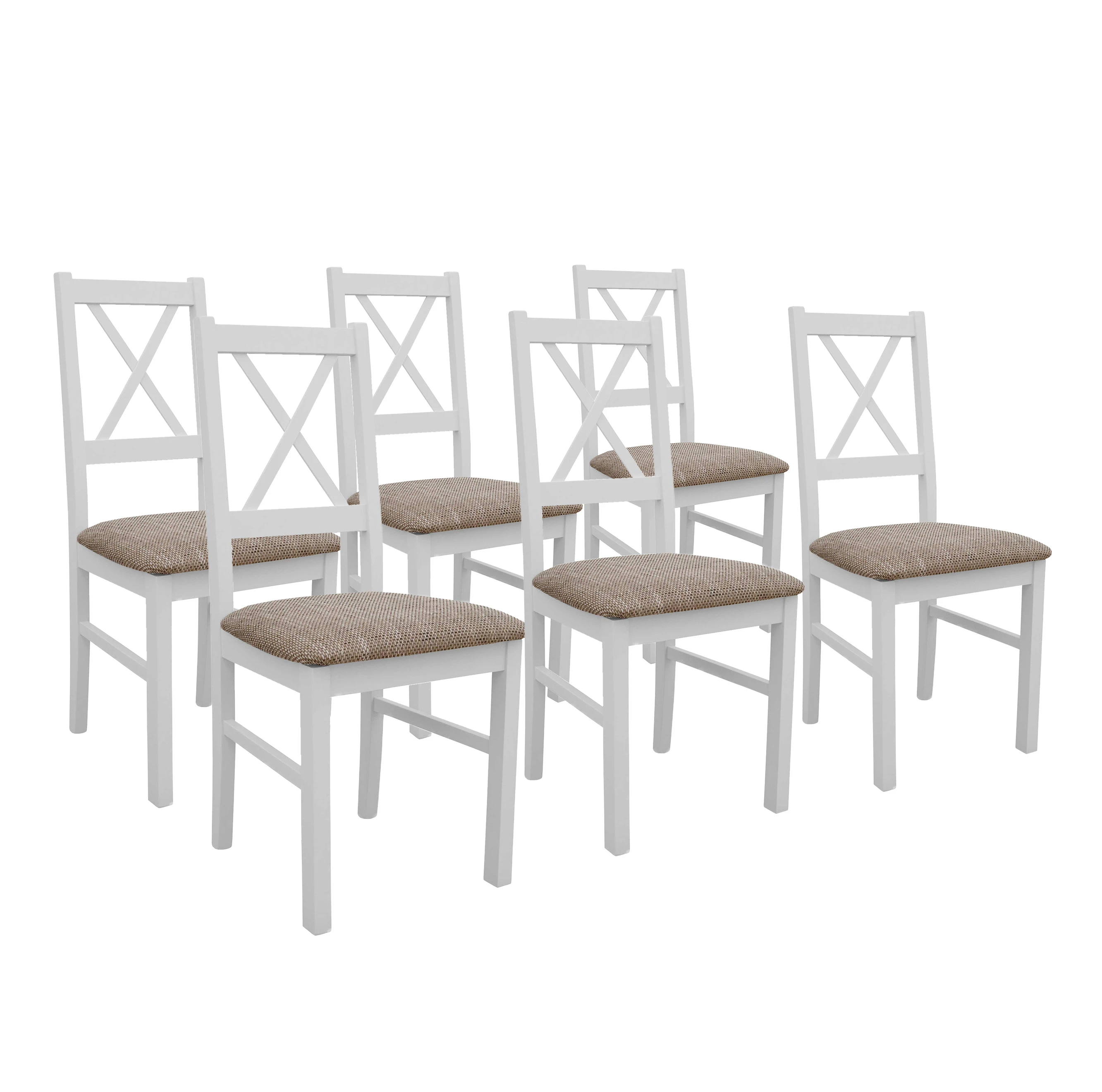 Sada 6x dřevěných židlí NIL10 Bílá/béžová