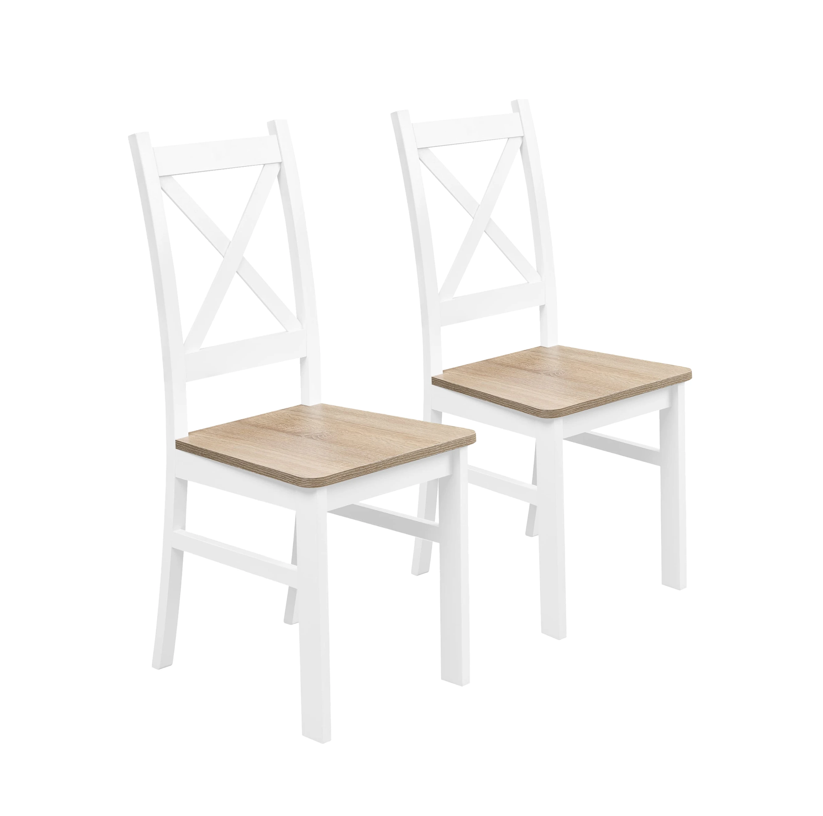 Sada 2x dřevěná židle KRT Bílá/Dub Sonoma
