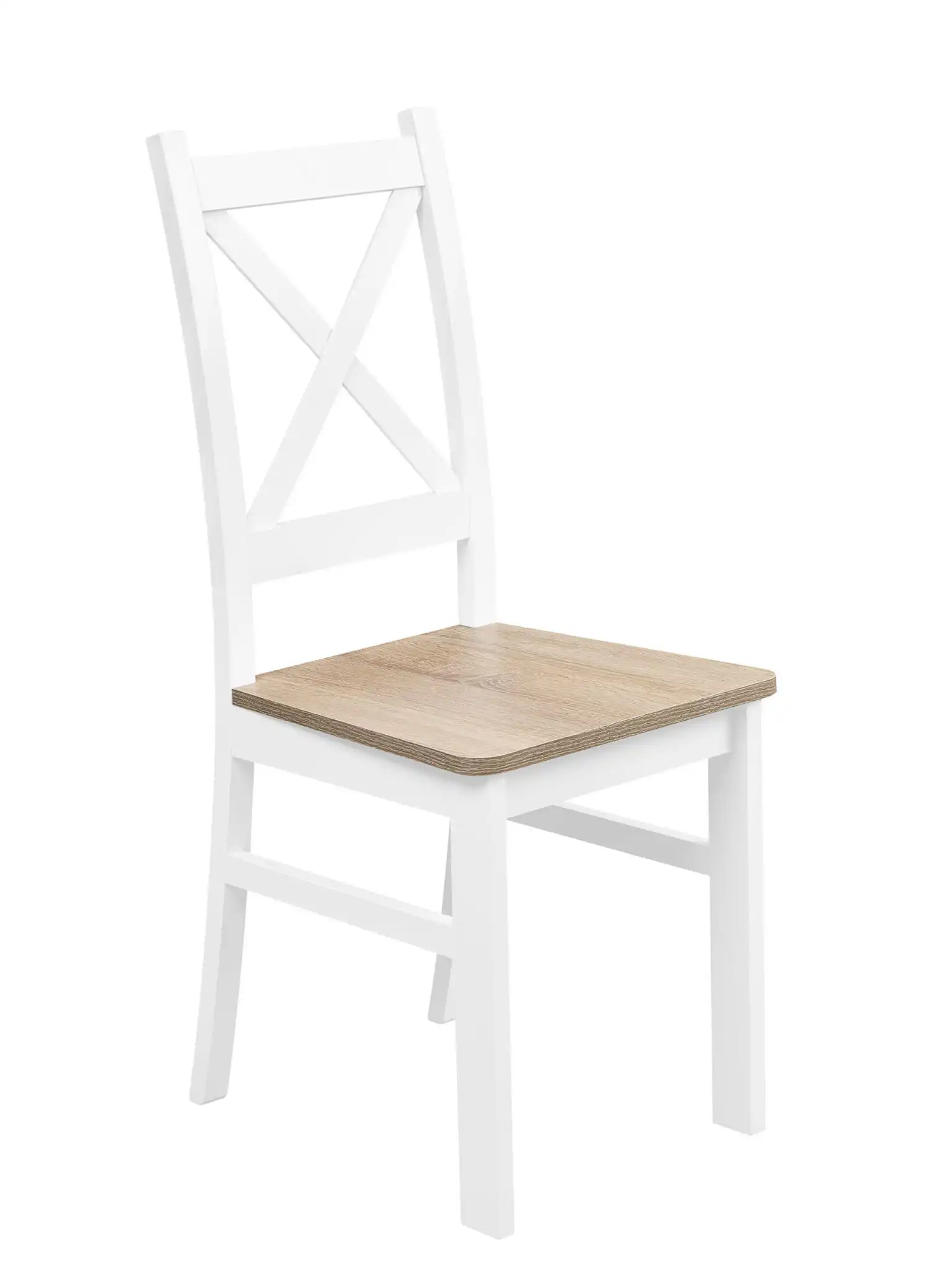 Sada 2x dřevěná židle KRT Bílá/Dub Sonoma