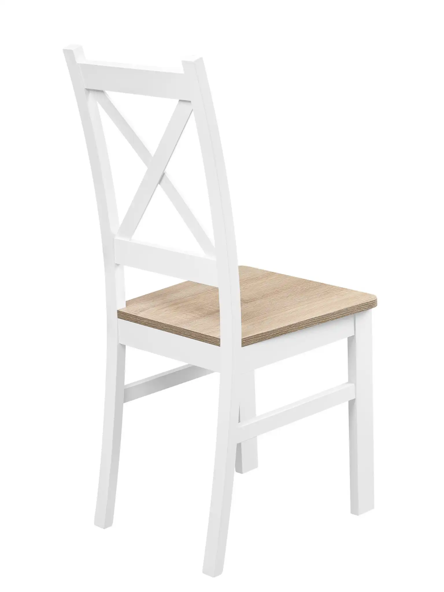 Sada 4x dřevěná židle KRT Bílá/Dub Sonoma