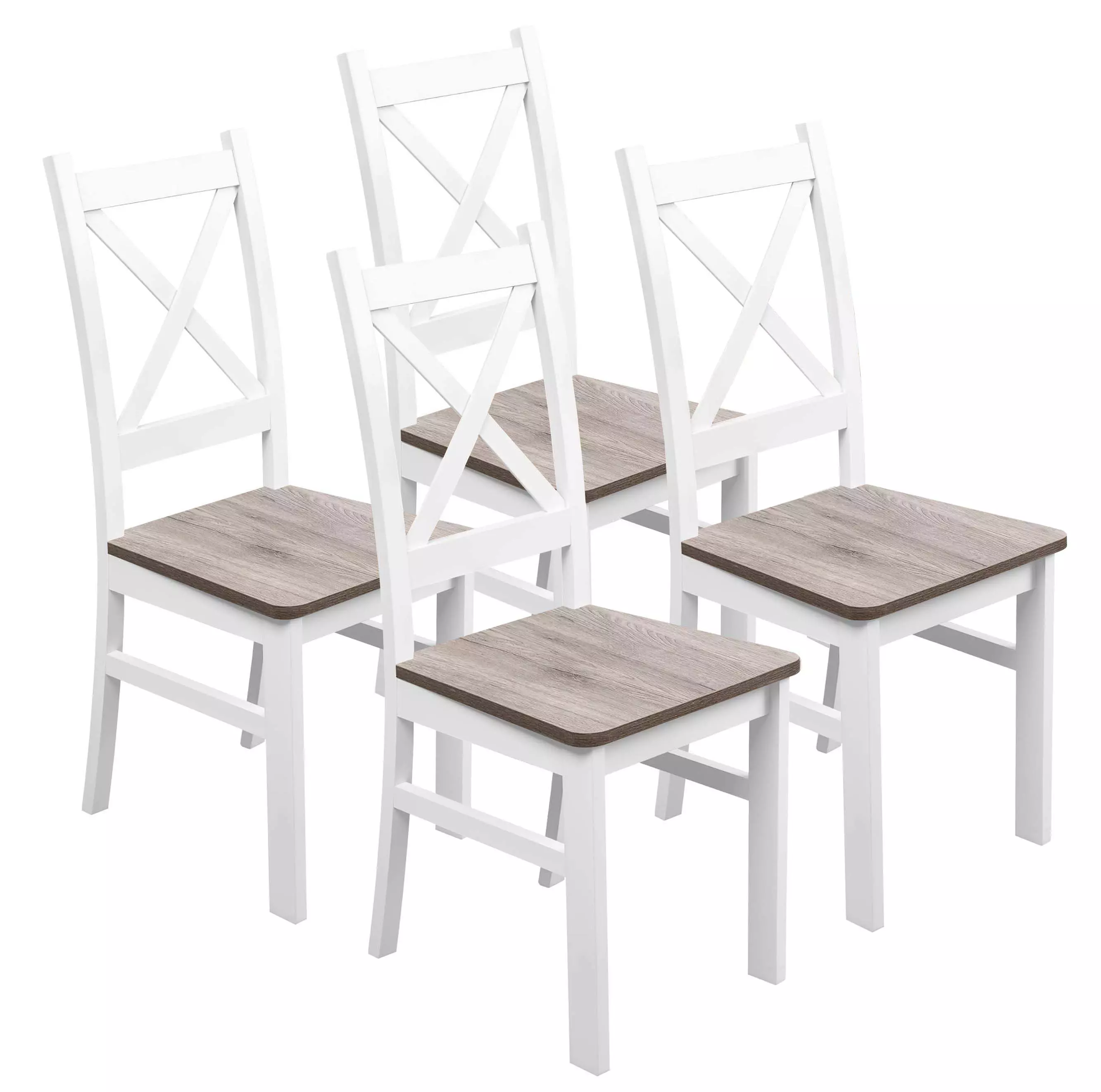 Sada 4x dřevěná židle KRT Bílá/San Remo
