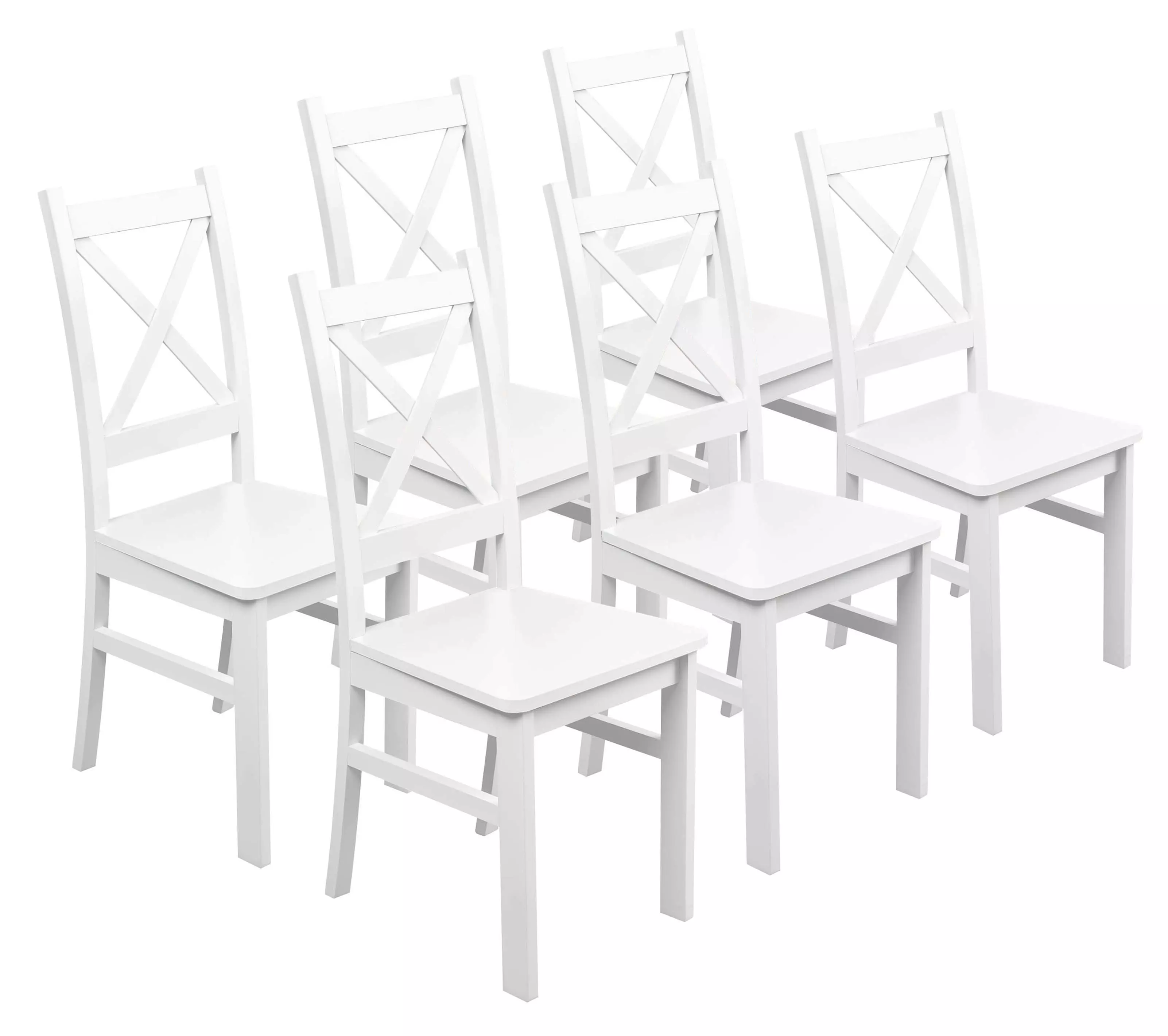 Sada 6x dřevěné židle KRT Bílá/Bílá