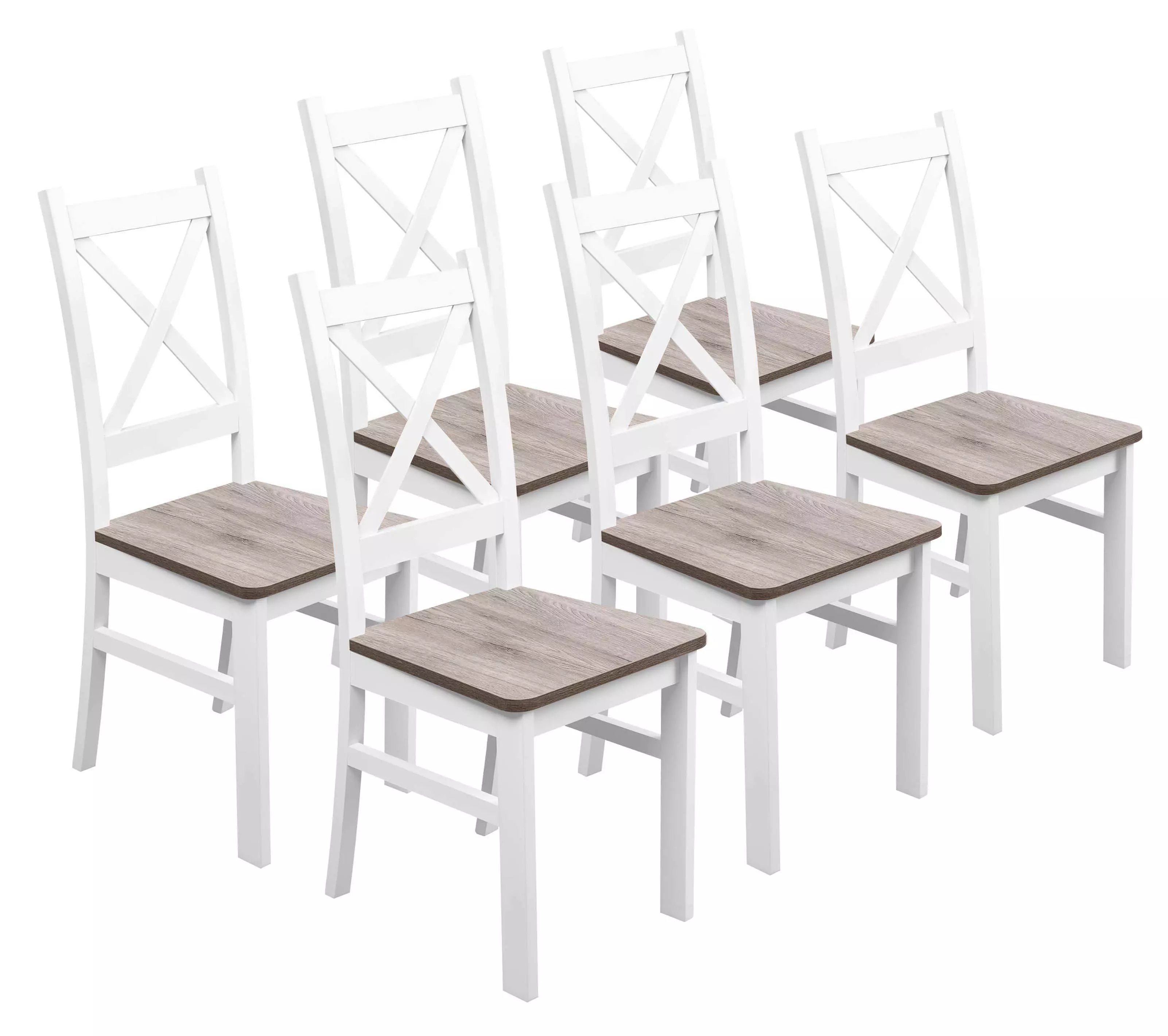 Sada 6x dřevěná židle KRT Bílá/San Remo