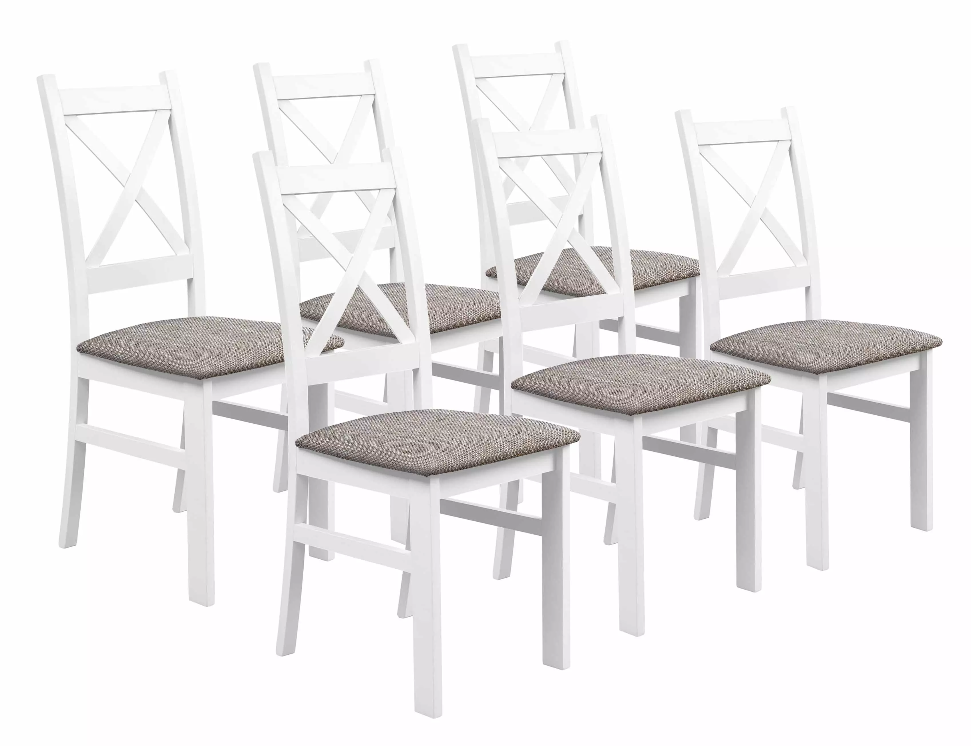 Sada 6x dřevěná židle KRZ Bílá/Světle Hnědá